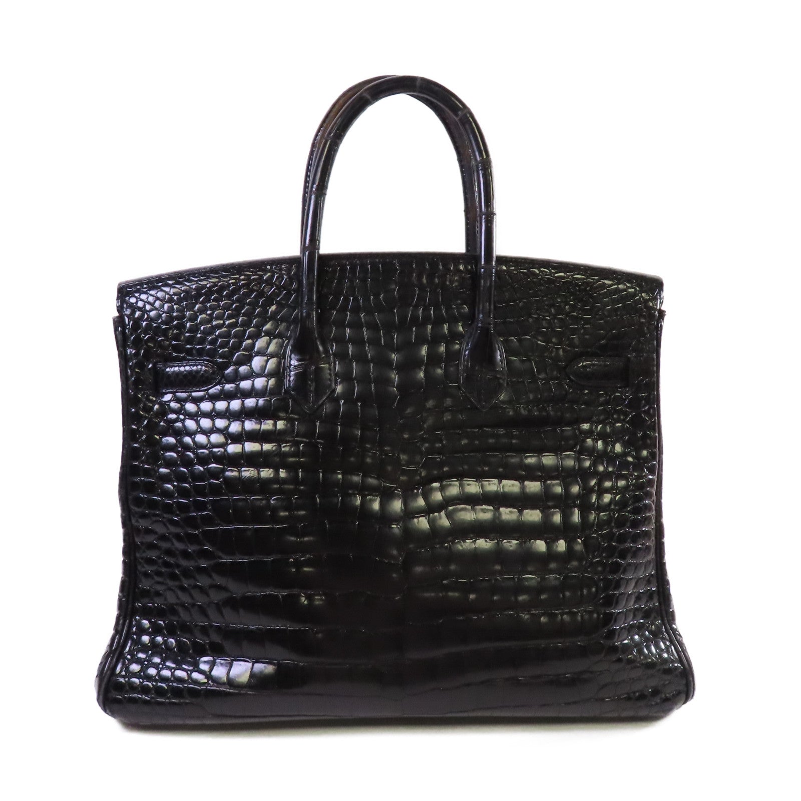 HERMES 鱷魚皮革Birkin 35 Handbag金扣手挽袋黑色