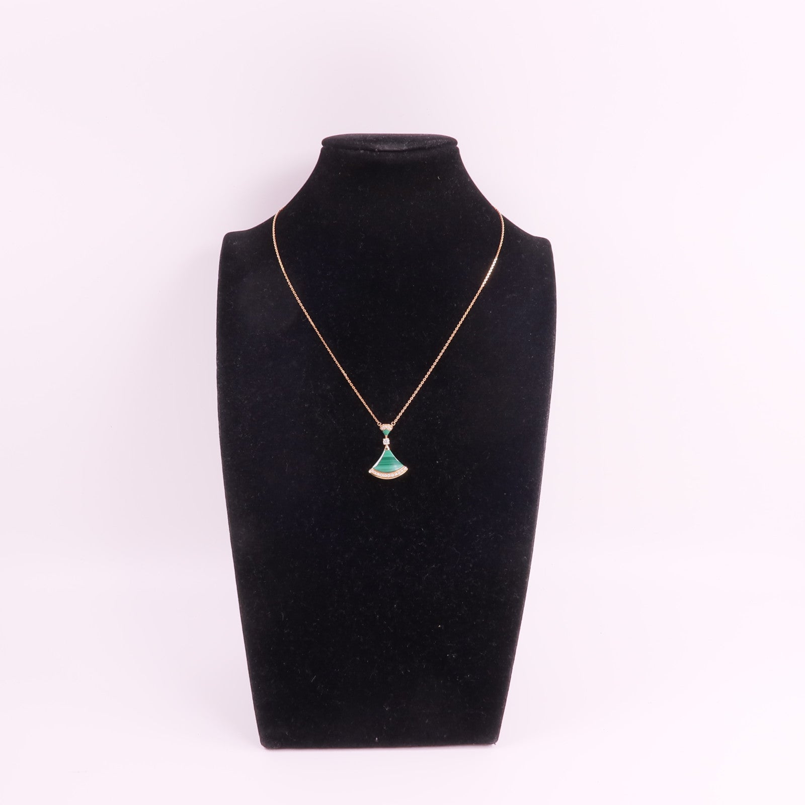 BVLGARI 18K玫瑰金Divas' Dream Necklace孔雀石/鑽石項鍊