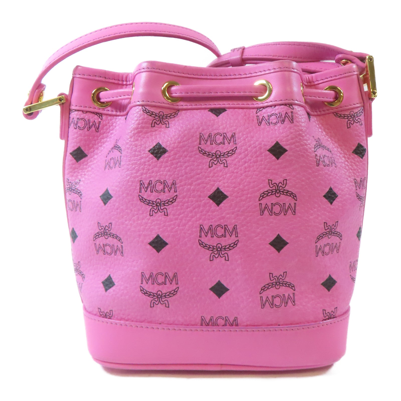 MCM 皮革Shoulder Bag金扣肩背袋粉紅色