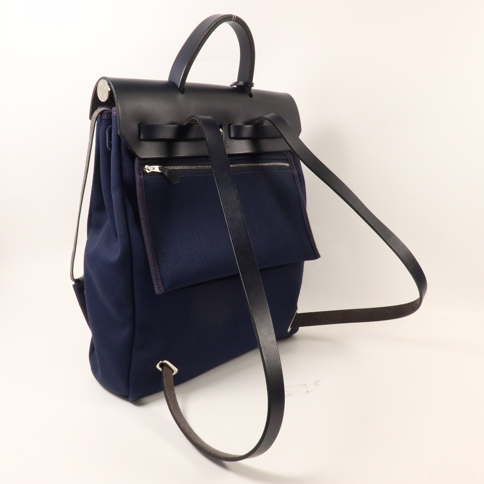 HERMES 帆布Herbag a Dos Zip Retourne Backpack背包Bleu Indigo