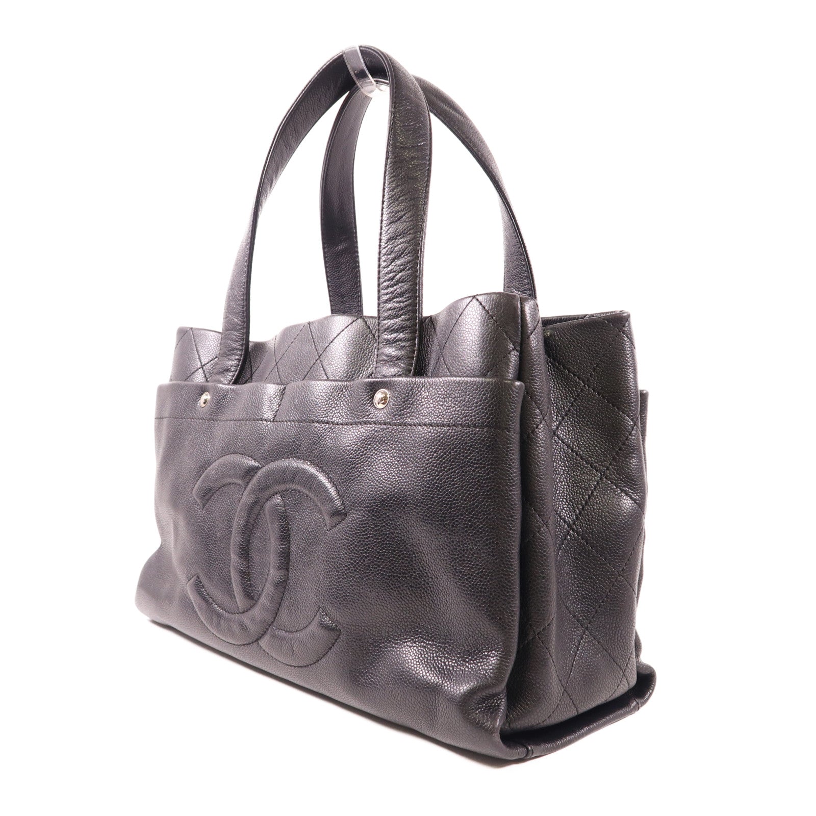 CHANEL 牛皮皮革Tote Bag銀扣手挽袋
