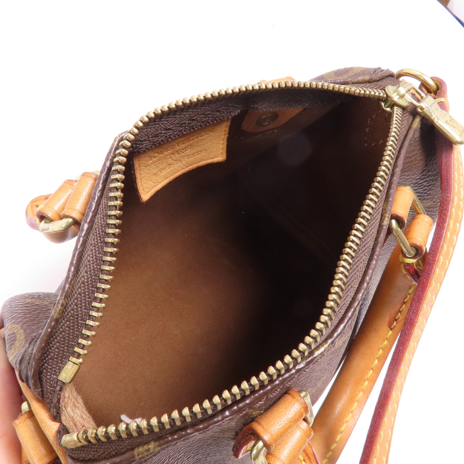 LOUIS VUITTON Monogram Nano Speedy金扣手挽肩背兩用袋棕色