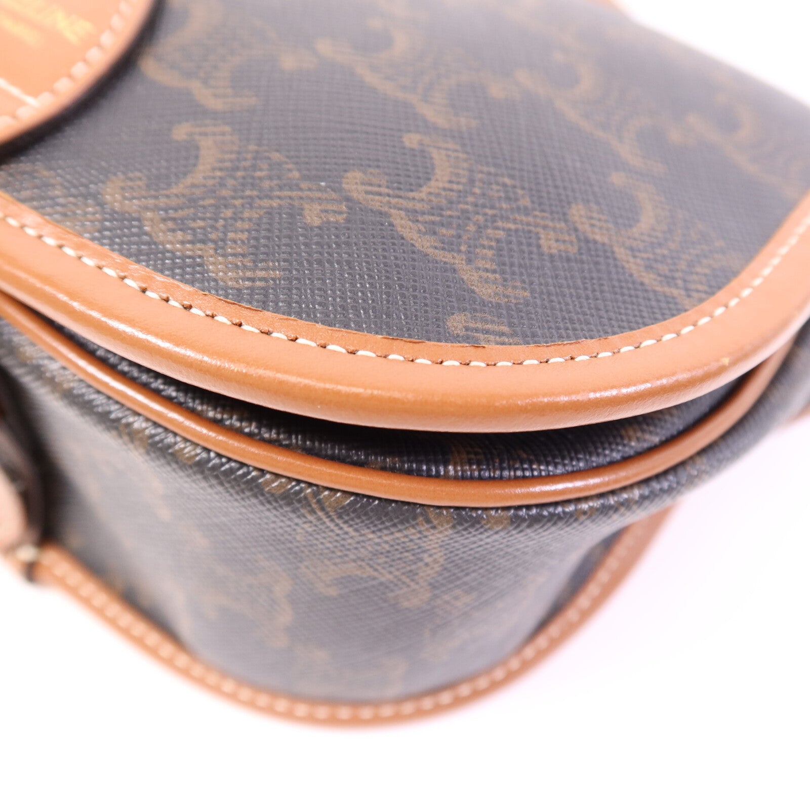 CELINE 塗層帆布Folco Bag金扣肩背袋