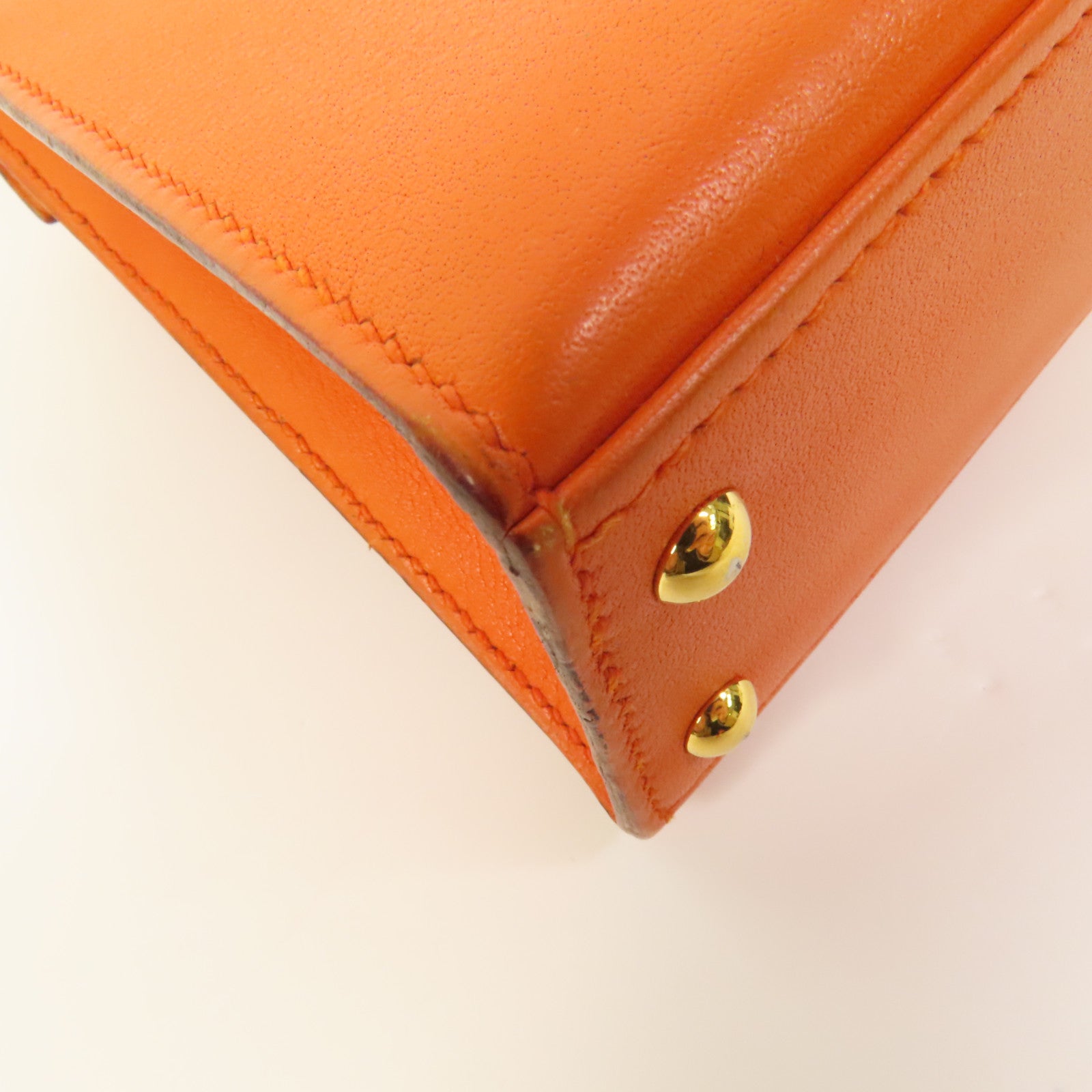 HERMES Swift皮革Kelly 15金扣手挽肩背兩用袋Orange