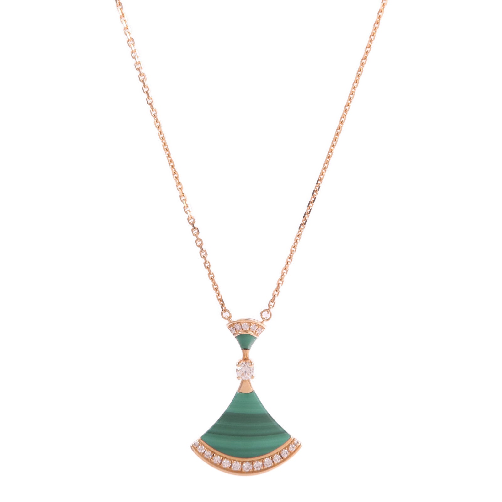 BVLGARI 18K玫瑰金Divas' Dream Necklace孔雀石/鑽石項鍊
