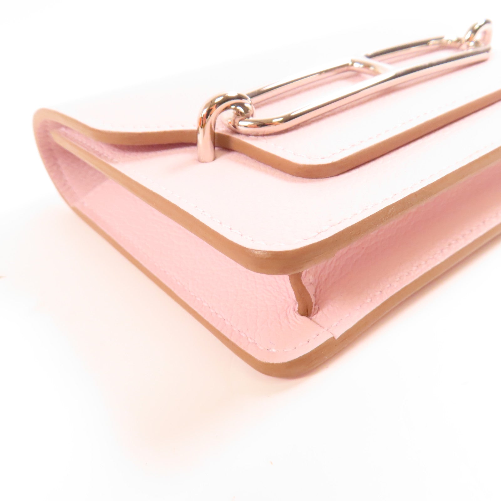 HERMES Ever Colour皮革Roulis Silm銀扣錢包Mauve Pale