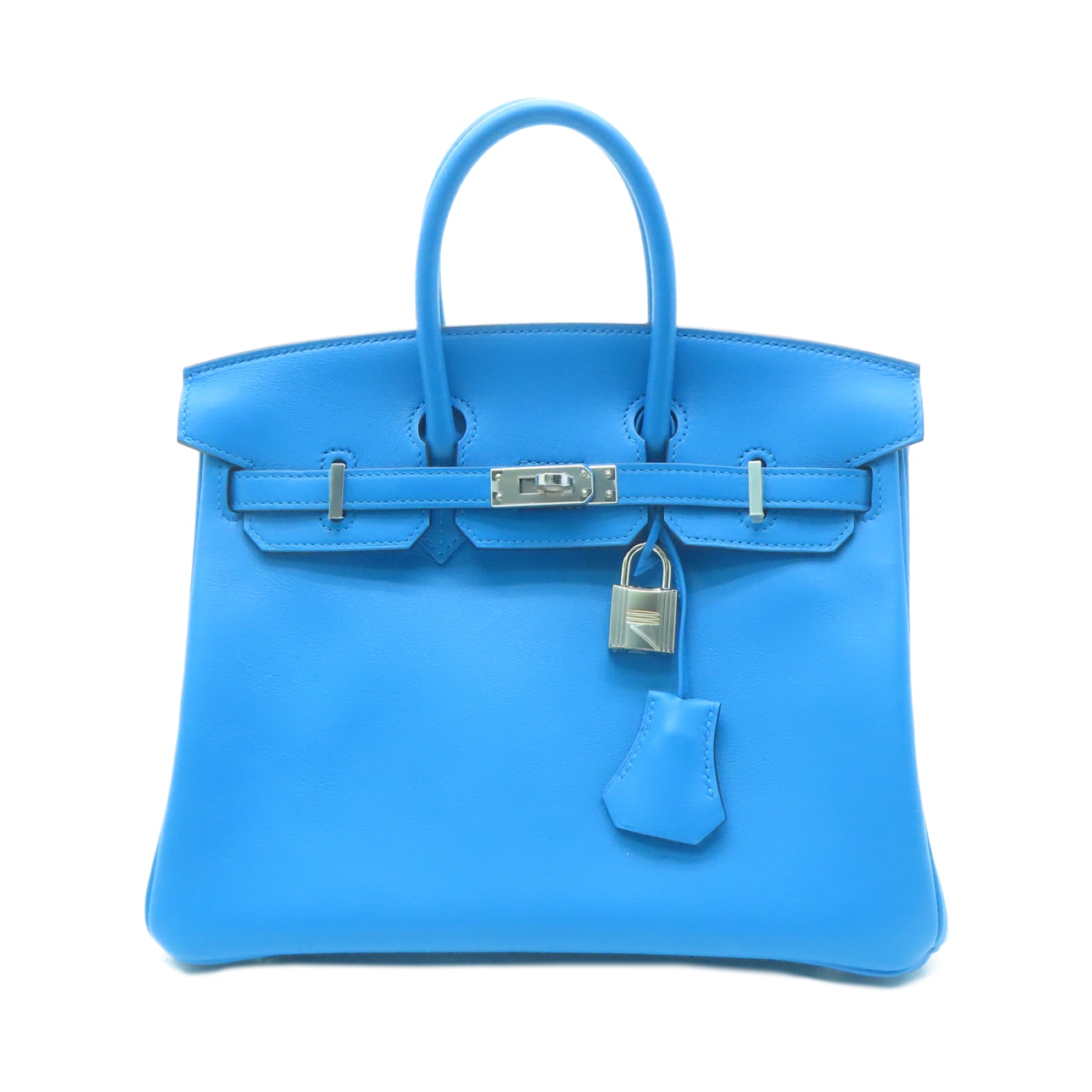 HERMES Swift皮革Birkin 25銀扣手挽袋法國藍色