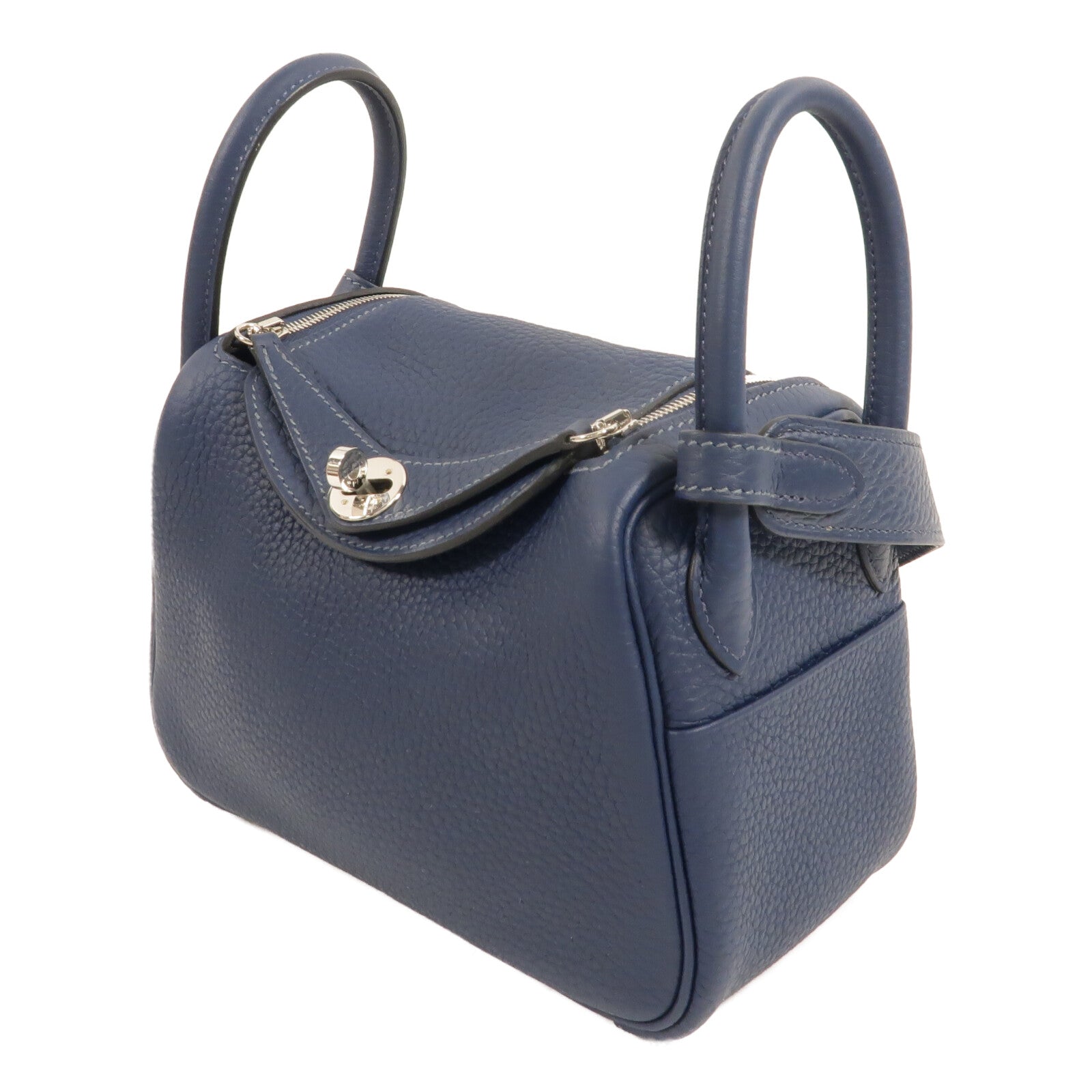 HERMES Clemence皮革Mini Lindy手挽肩背兩用袋Bleu De Prusse