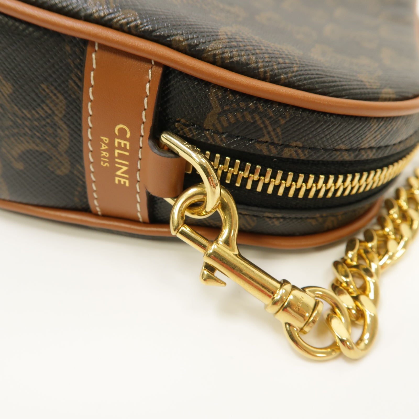 CELINE 牛皮皮革/帆布Triomphe Shoulder 2 Way Bag金扣手挽肩背兩用袋