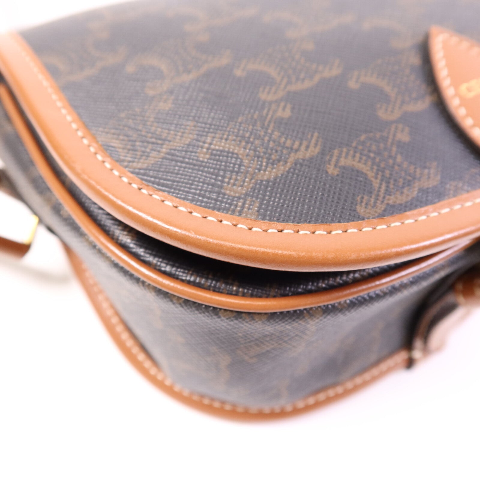 CELINE 塗層帆布Folco Bag金扣肩背袋