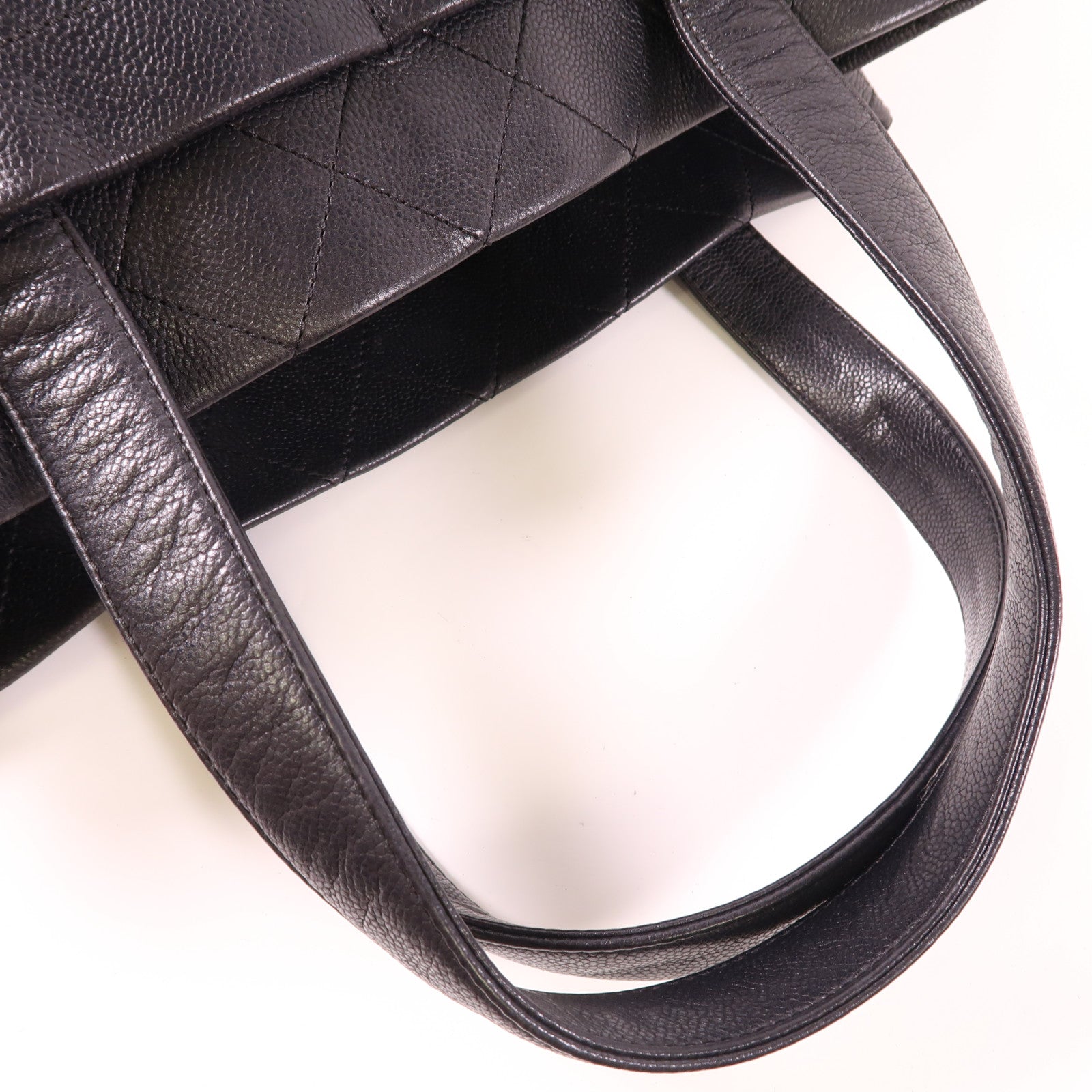 CHANEL 牛皮皮革Tote Bag銀扣手挽袋