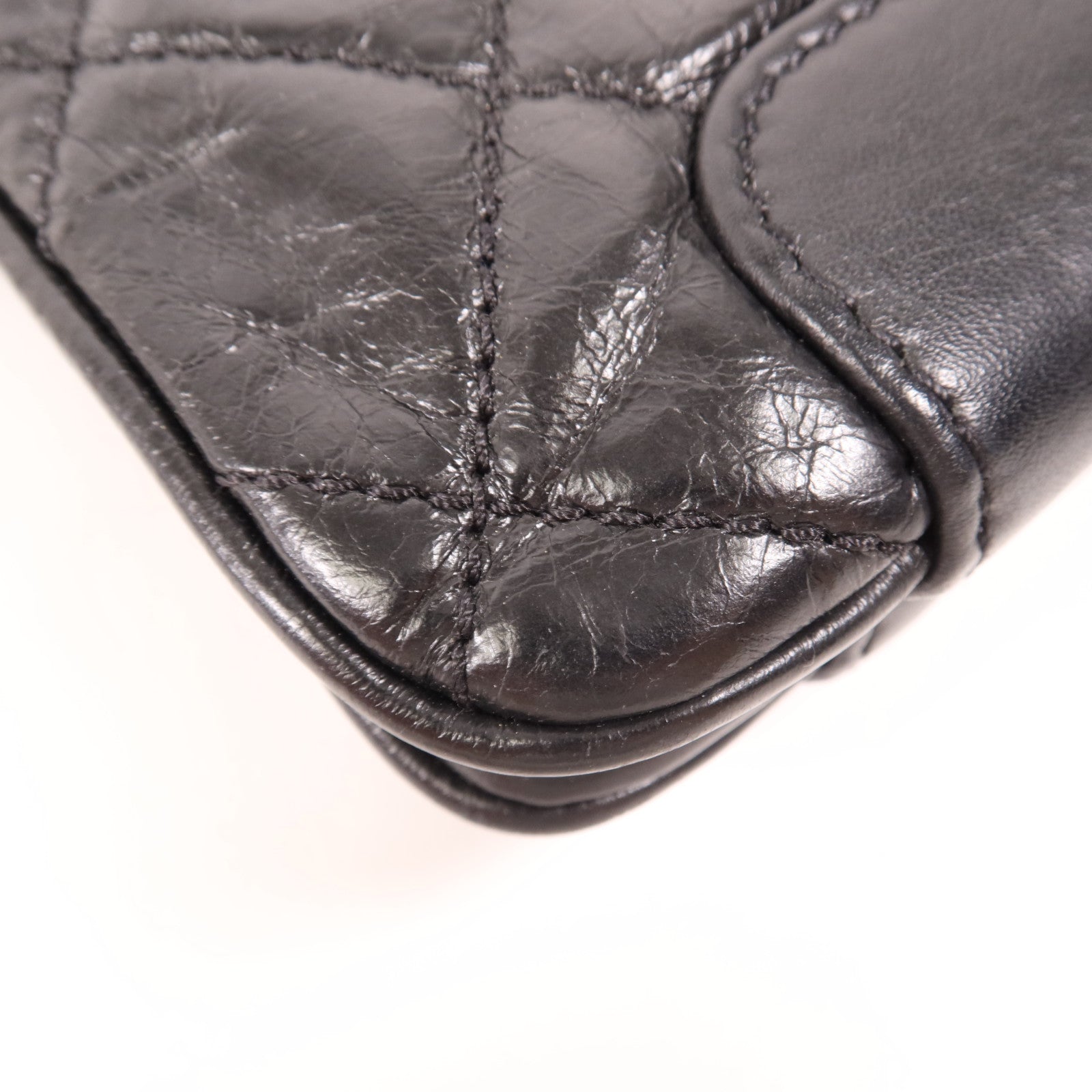 CHANEL 牛皮皮革Chain Shoulder銀扣肩背袋