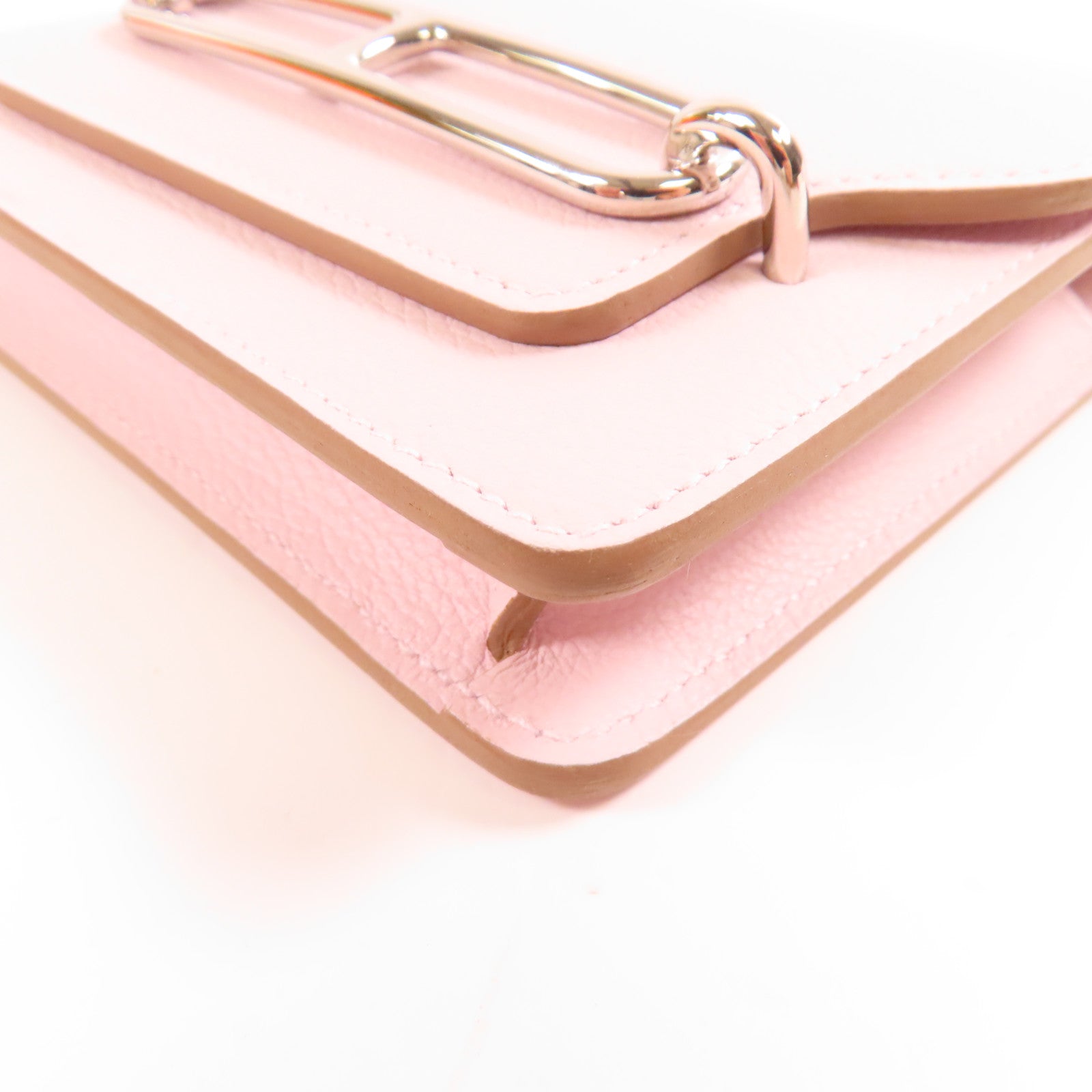 HERMES Ever Colour皮革Roulis Silm銀扣錢包Mauve Pale