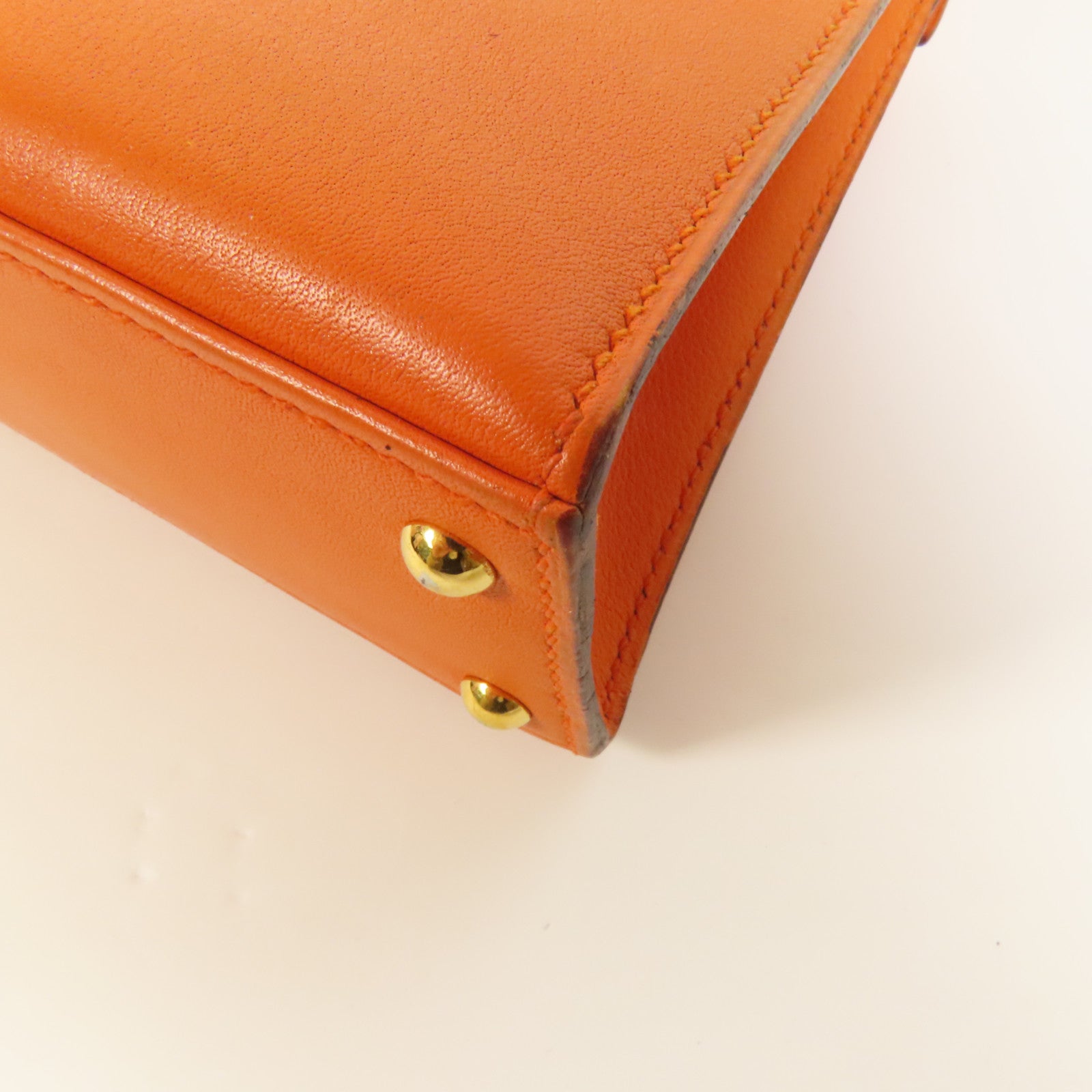 HERMES Swift皮革Kelly 15金扣手挽肩背兩用袋Orange