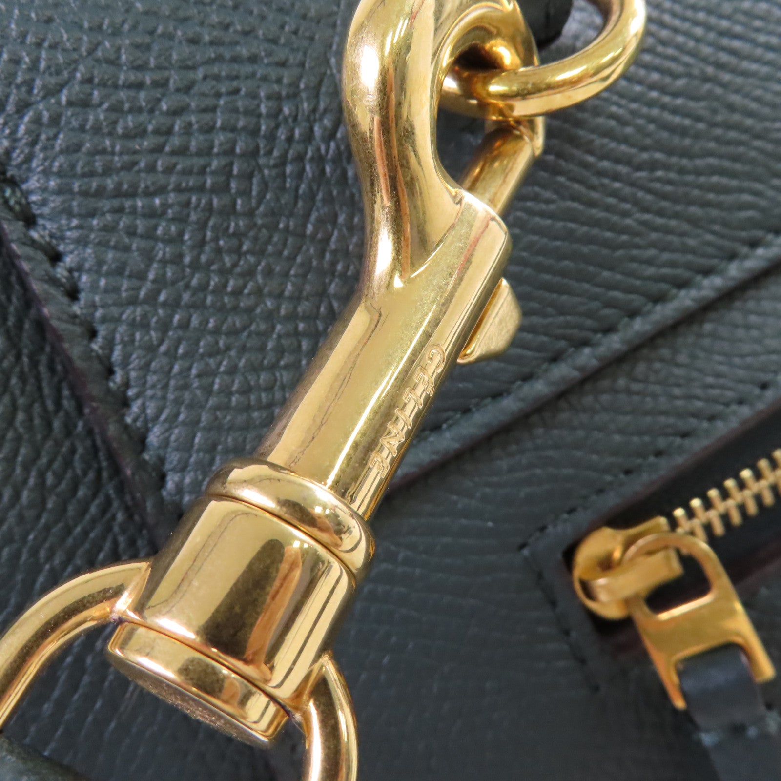 CELINE 牛皮皮革Belt 2Way Bag金扣手挽肩背兩用袋綠色