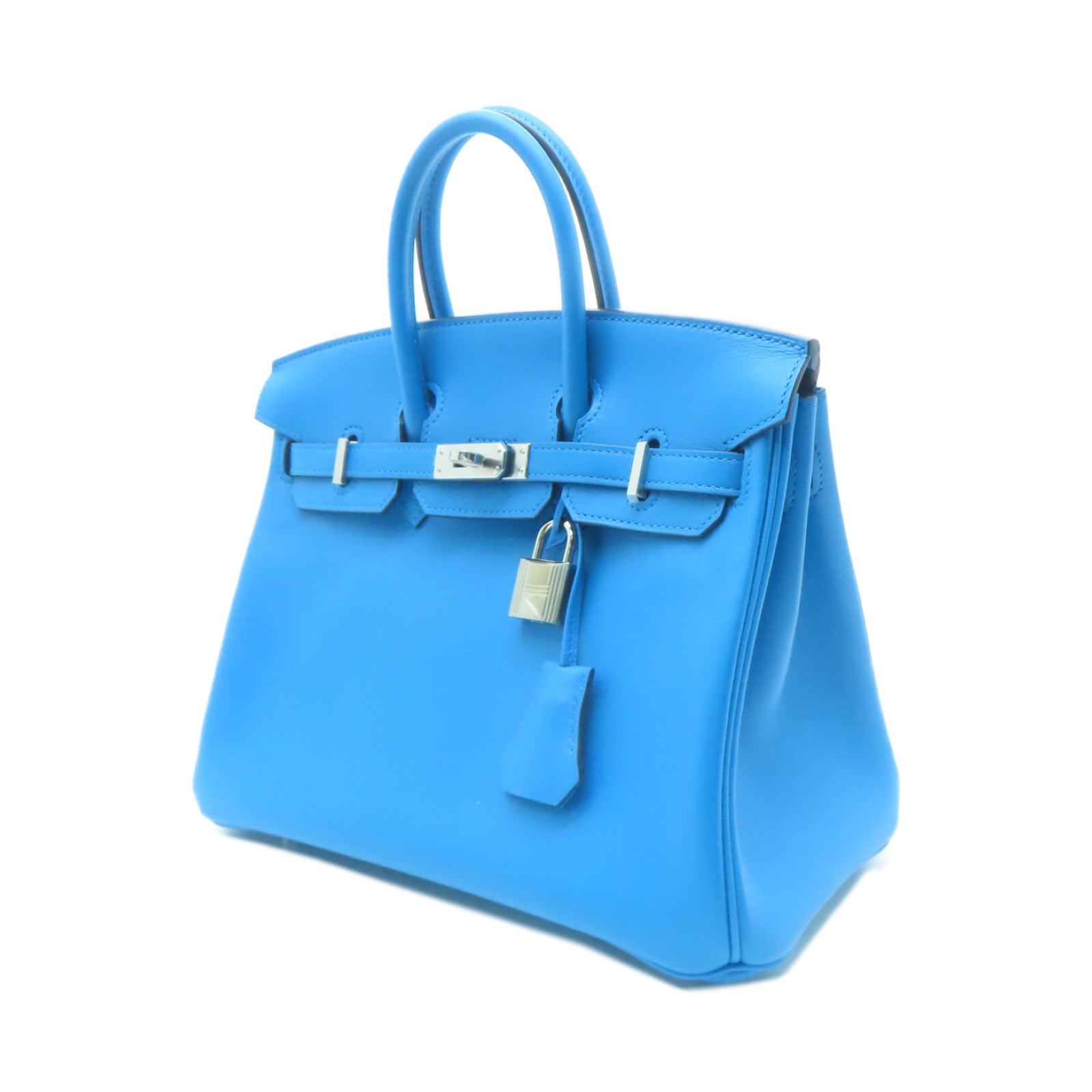 HERMES Swift皮革Birkin 25銀扣手挽袋法國藍色