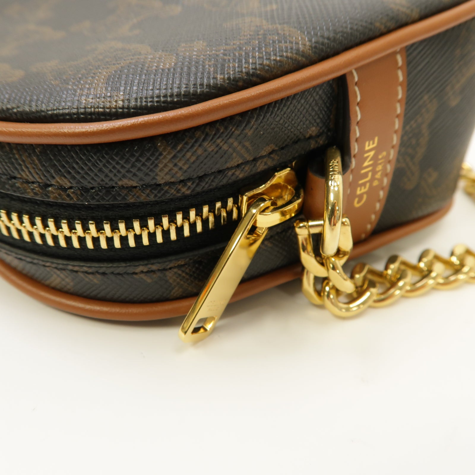CELINE 牛皮皮革/帆布Triomphe Shoulder 2 Way Bag金扣手挽肩背兩用袋