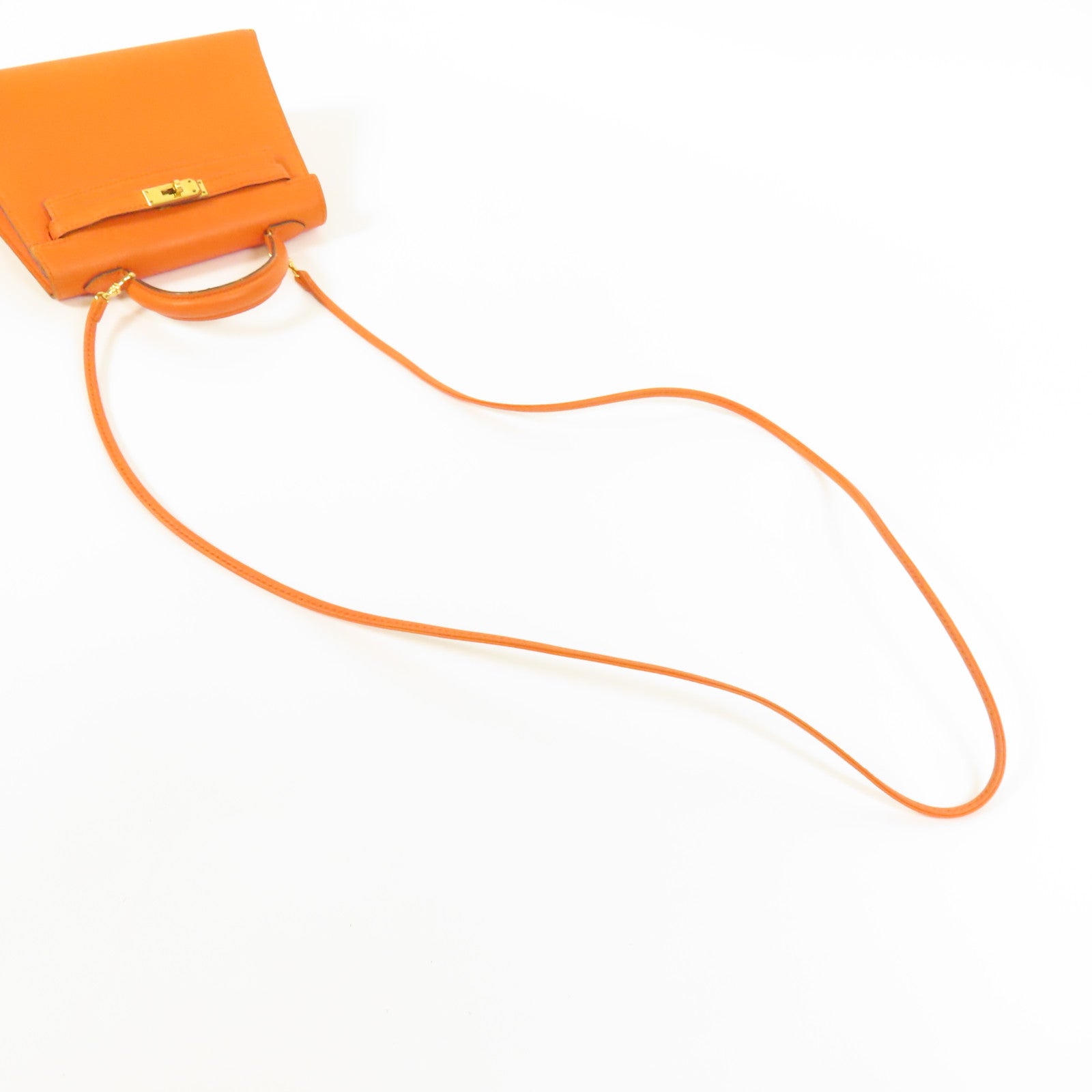 HERMES Swift皮革Kelly 15金扣手挽肩背兩用袋Orange
