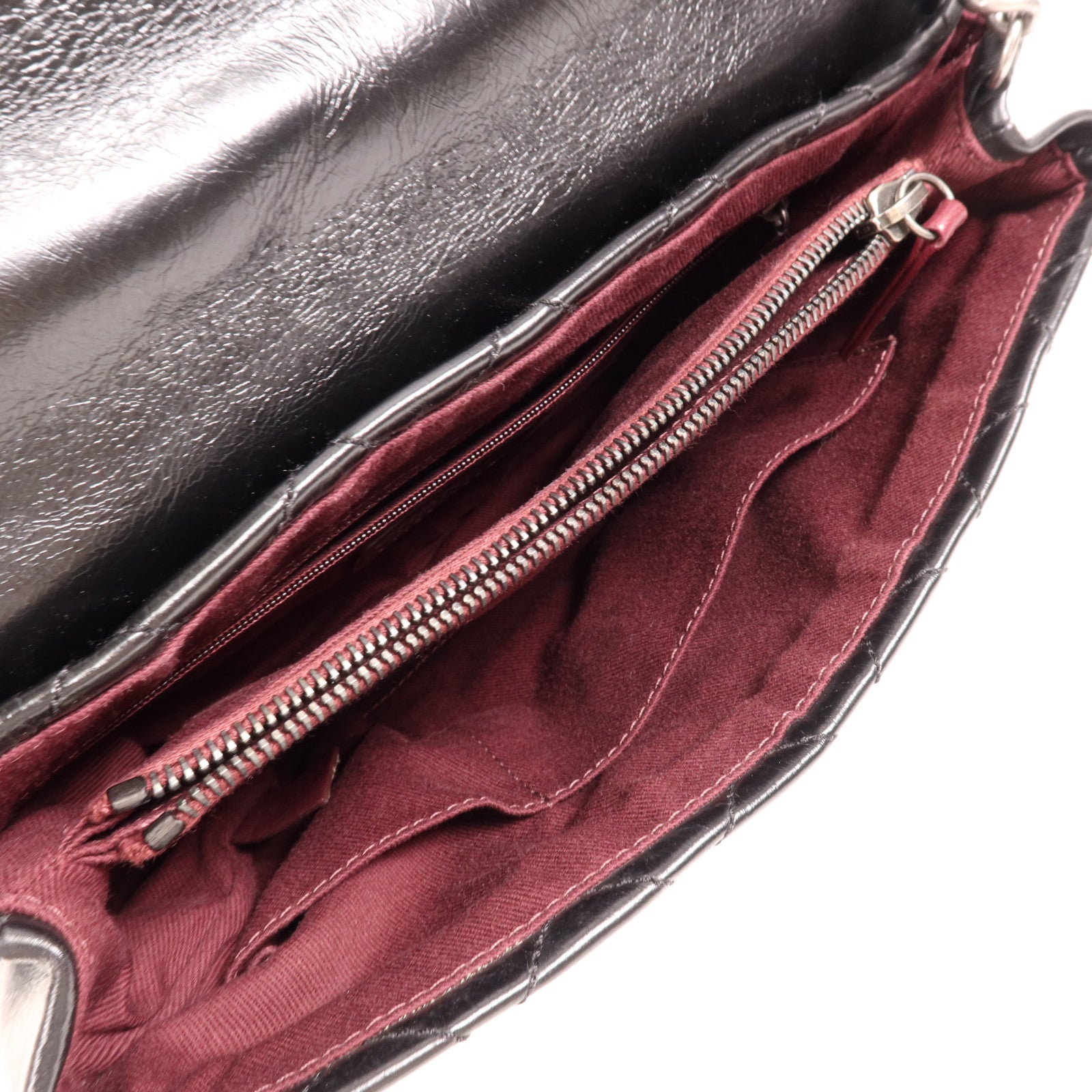 CHANEL 牛皮皮革Chain Shoulder銀扣肩背袋