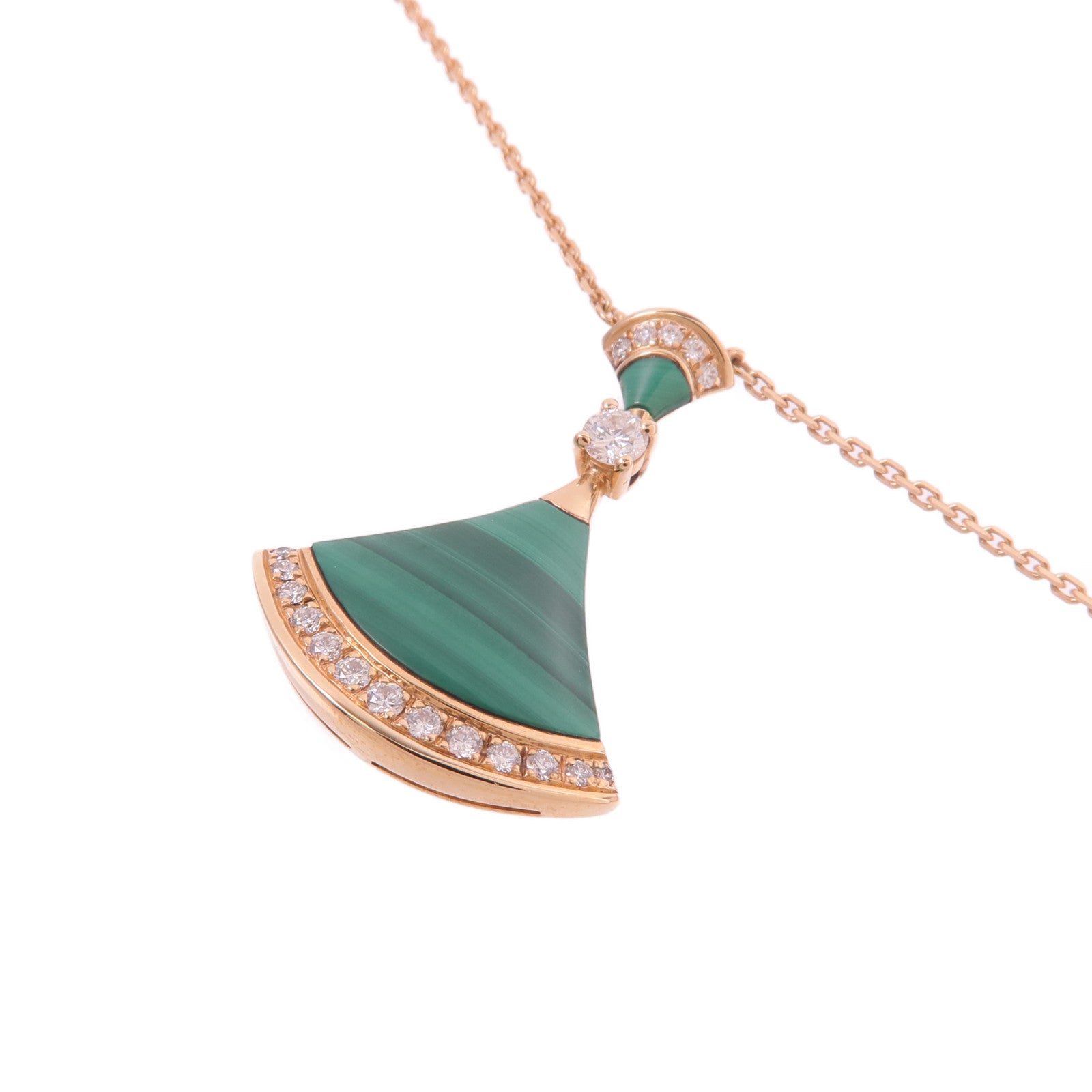 BVLGARI 18K玫瑰金Divas' Dream Necklace孔雀石/鑽石項鍊