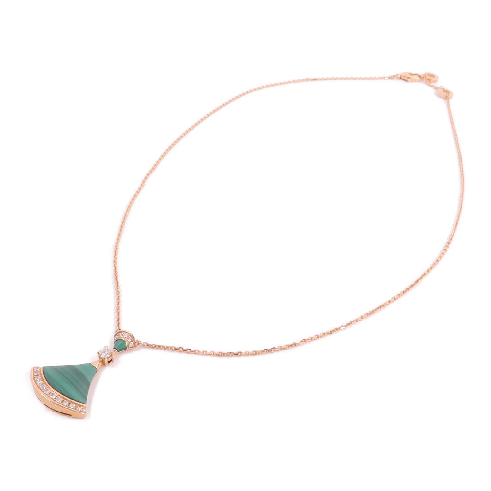 BVLGARI 18K玫瑰金Divas' Dream Necklace孔雀石/鑽石項鍊