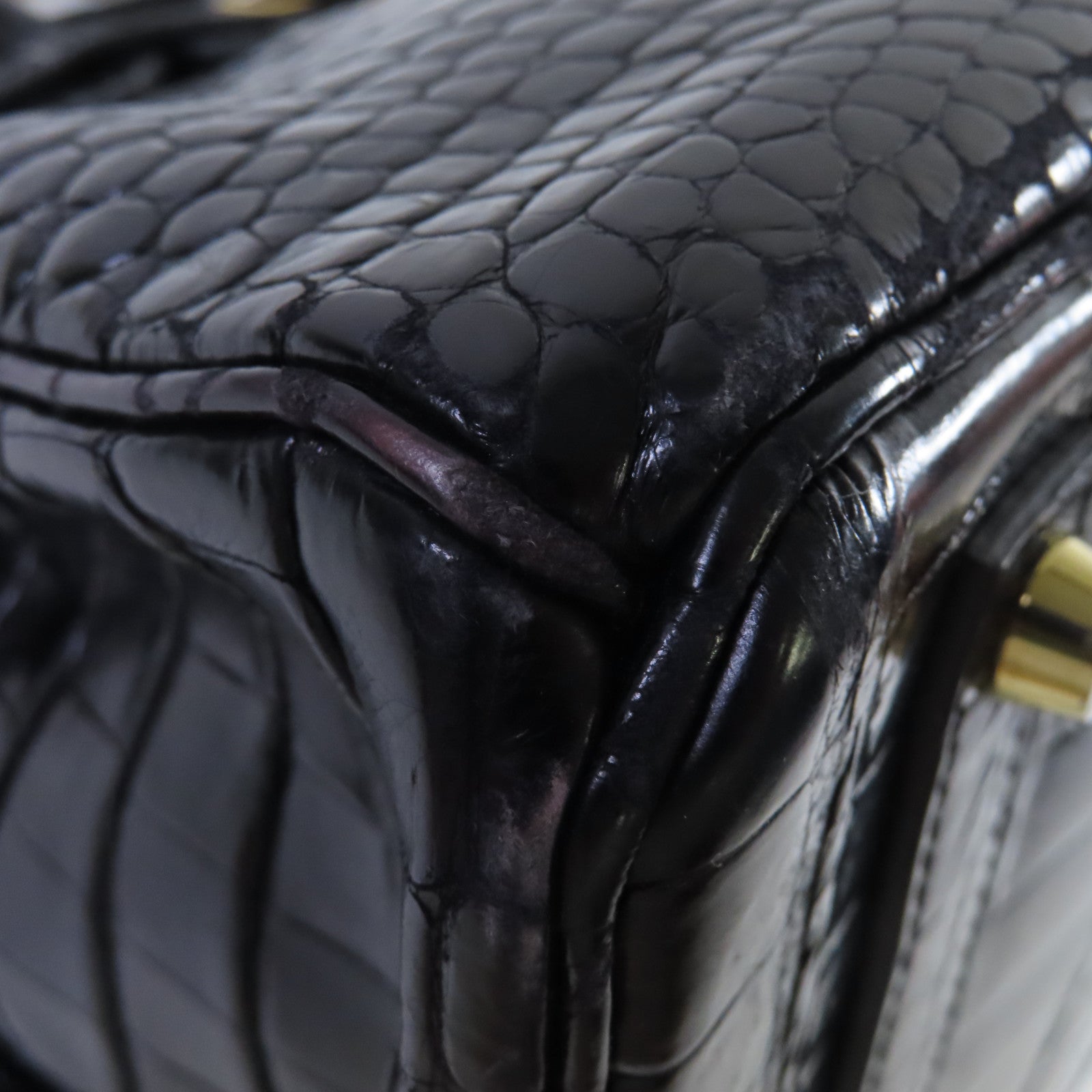 HERMES 鱷魚皮革Birkin 35 Handbag金扣手挽袋黑色