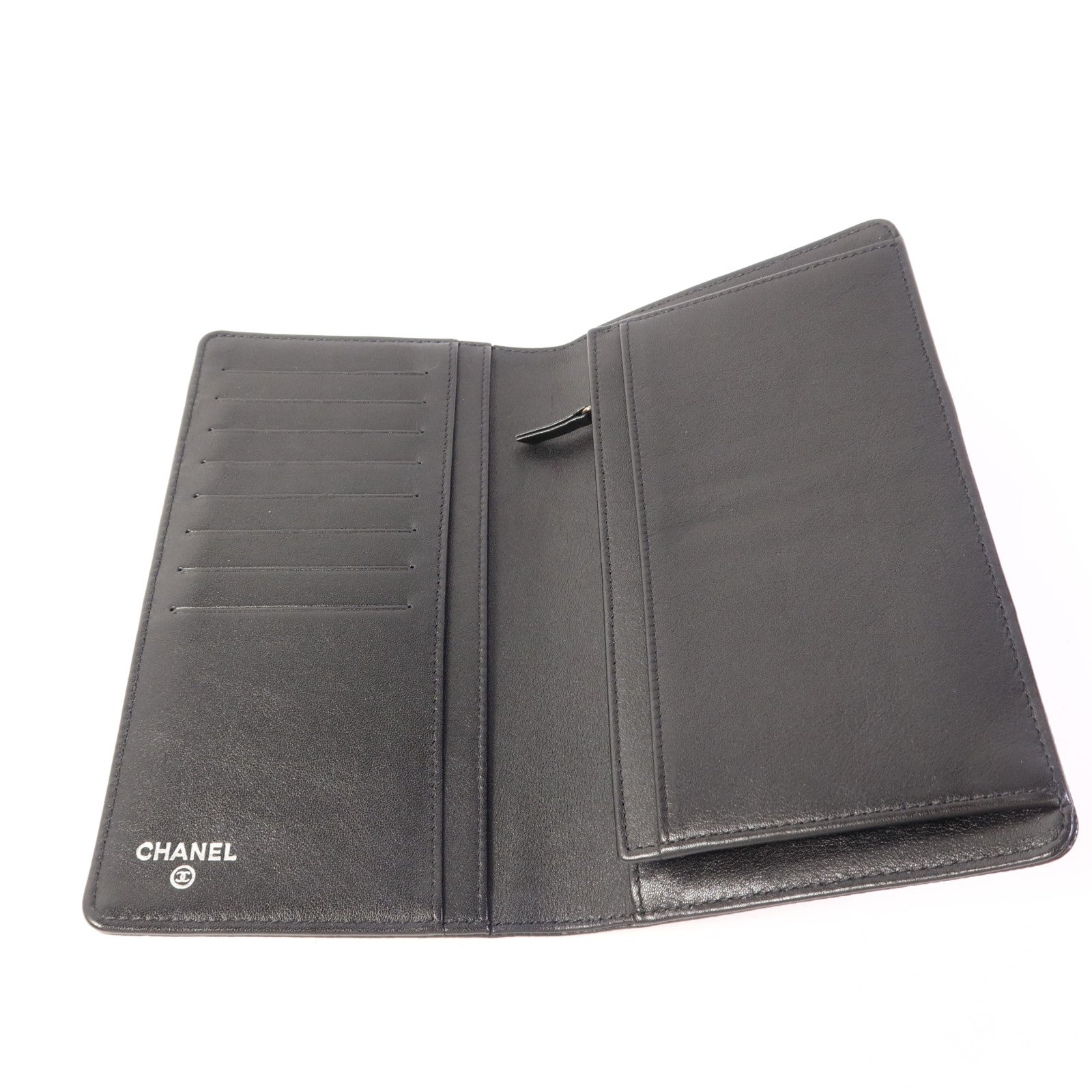 CHANEL 牛皮皮革Long Bifold Wallet銀扣長錢包