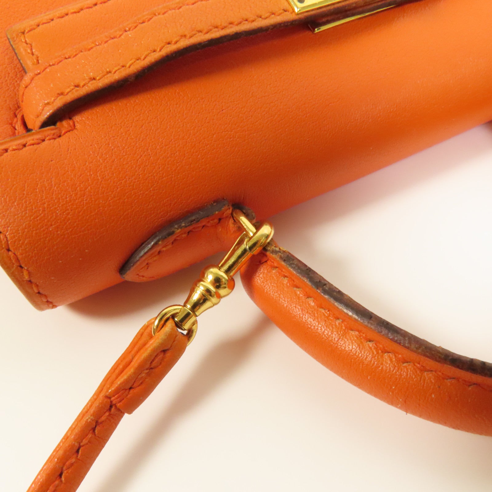 HERMES Swift皮革Kelly 15金扣手挽肩背兩用袋Orange
