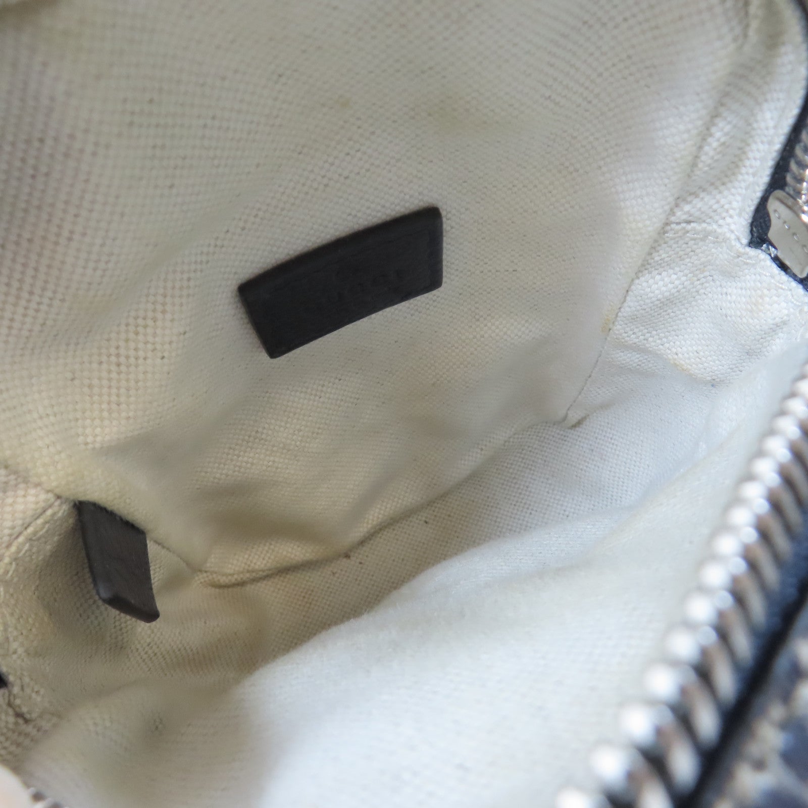 GUCCI 【激減優惠】塗層帆布Shoulder Bag銀扣手挽肩背兩用袋深藍色/米色