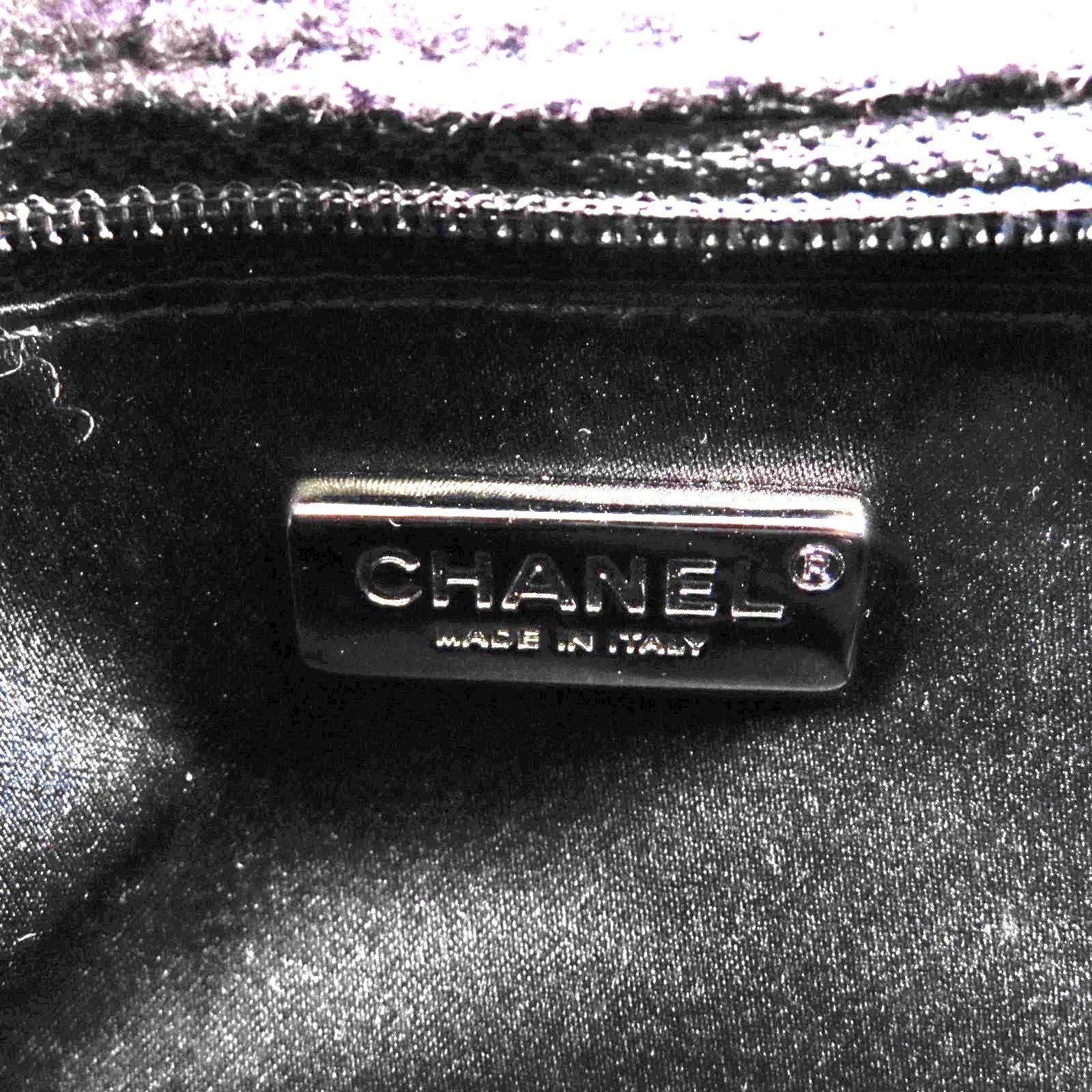CHANEL 珠片Sequin Flag Bag銀扣鏈帶肩背袋
