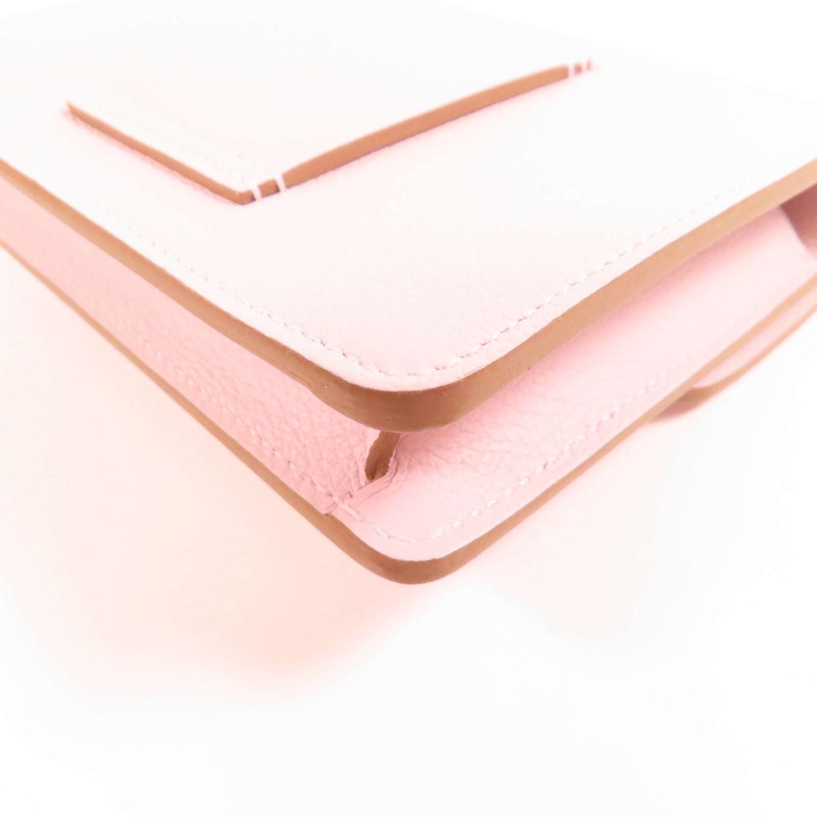 HERMES Ever Colour皮革Roulis Silm銀扣錢包Mauve Pale