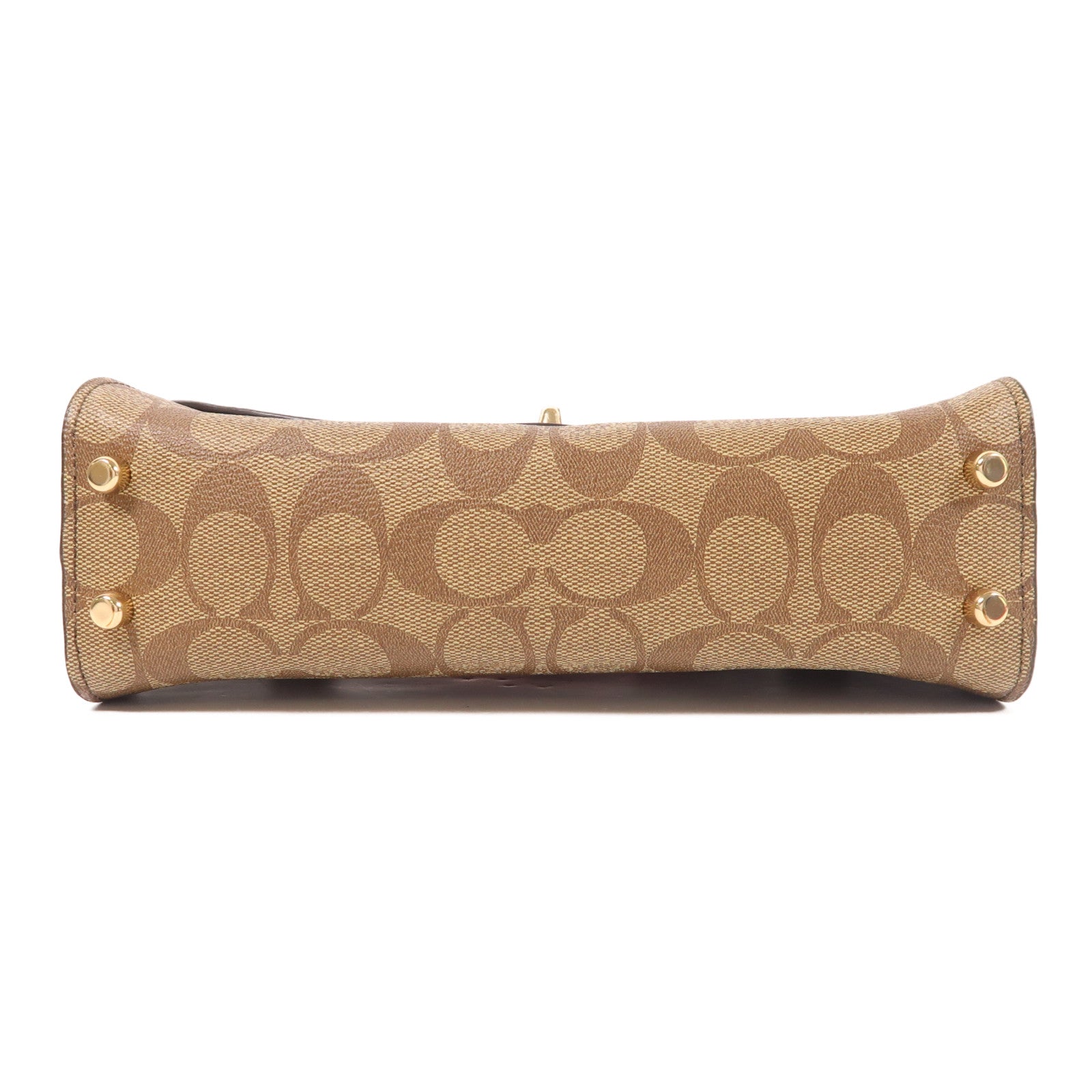 COACH 塗層帆布/皮革Tilly Satchel 23金扣手挽肩背兩用袋