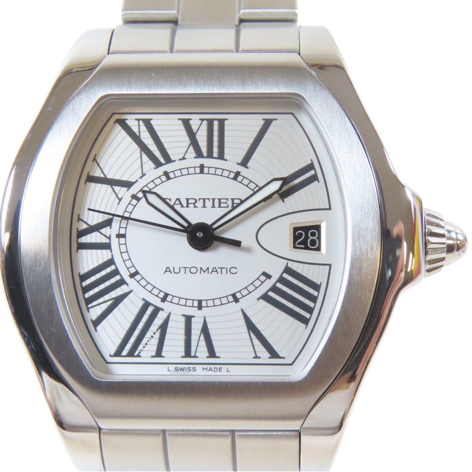 CARTIER Roadster不鏽鋼手錶自動機芯銀色
