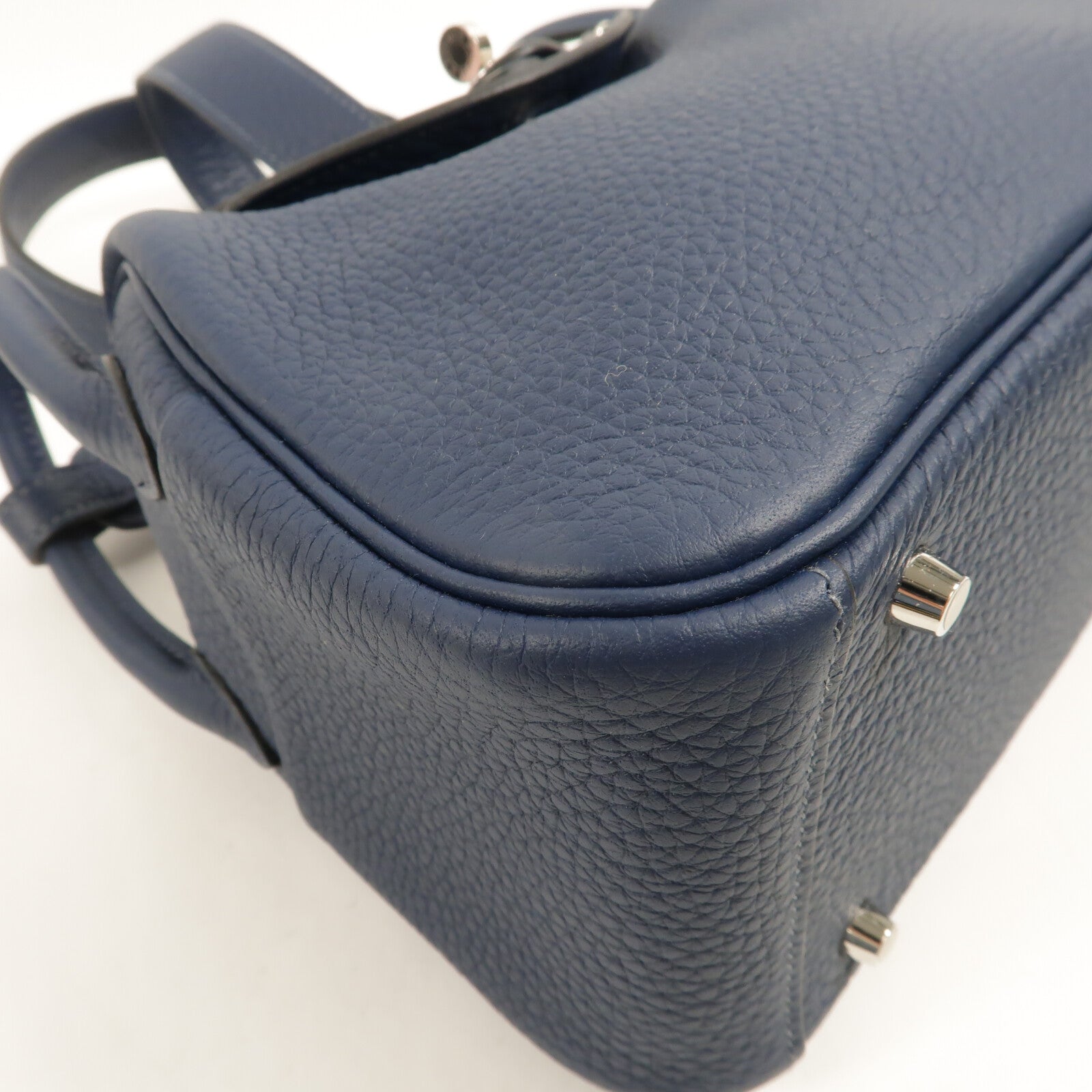 HERMES Clemence皮革Mini Lindy手挽肩背兩用袋Bleu De Prusse