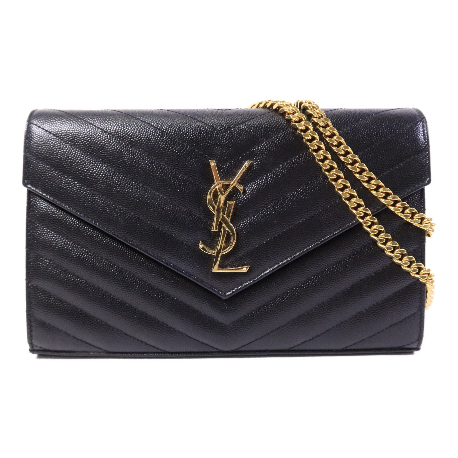 SAINT LAURENT 牛皮皮革Cassandre Envelope鏈帶肩背袋