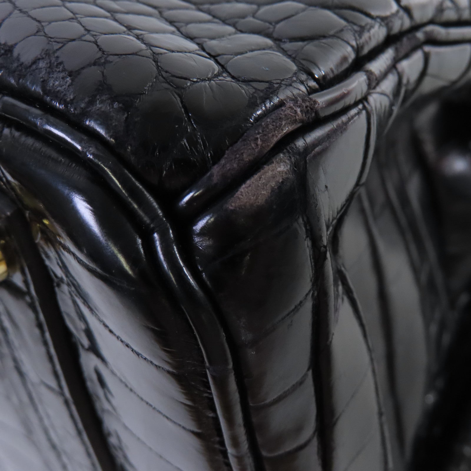HERMES 鱷魚皮革Birkin 35 Handbag金扣手挽袋黑色