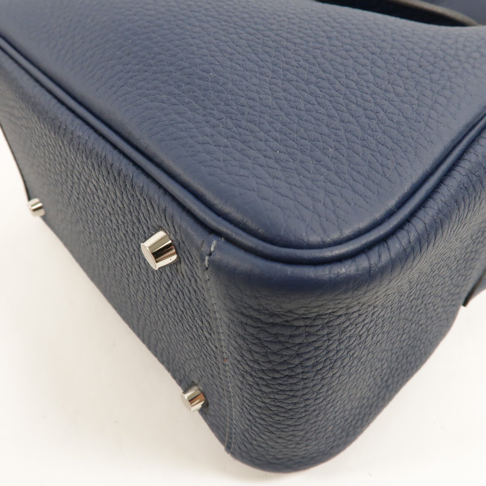 HERMES Clemence皮革Mini Lindy手挽肩背兩用袋Bleu De Prusse