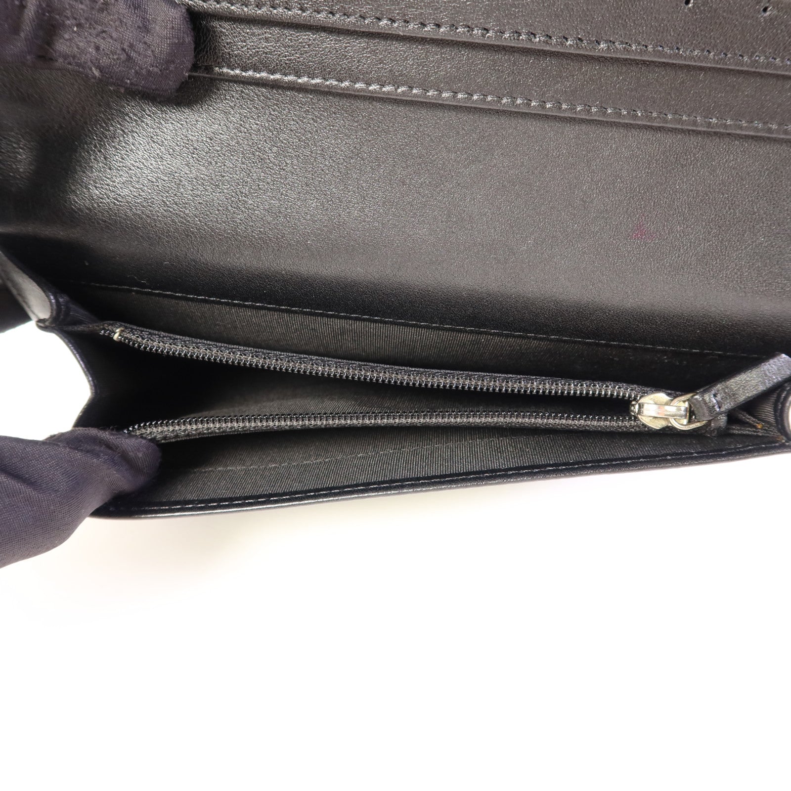 CHANEL 牛皮皮革Long Bifold Wallet銀扣長錢包