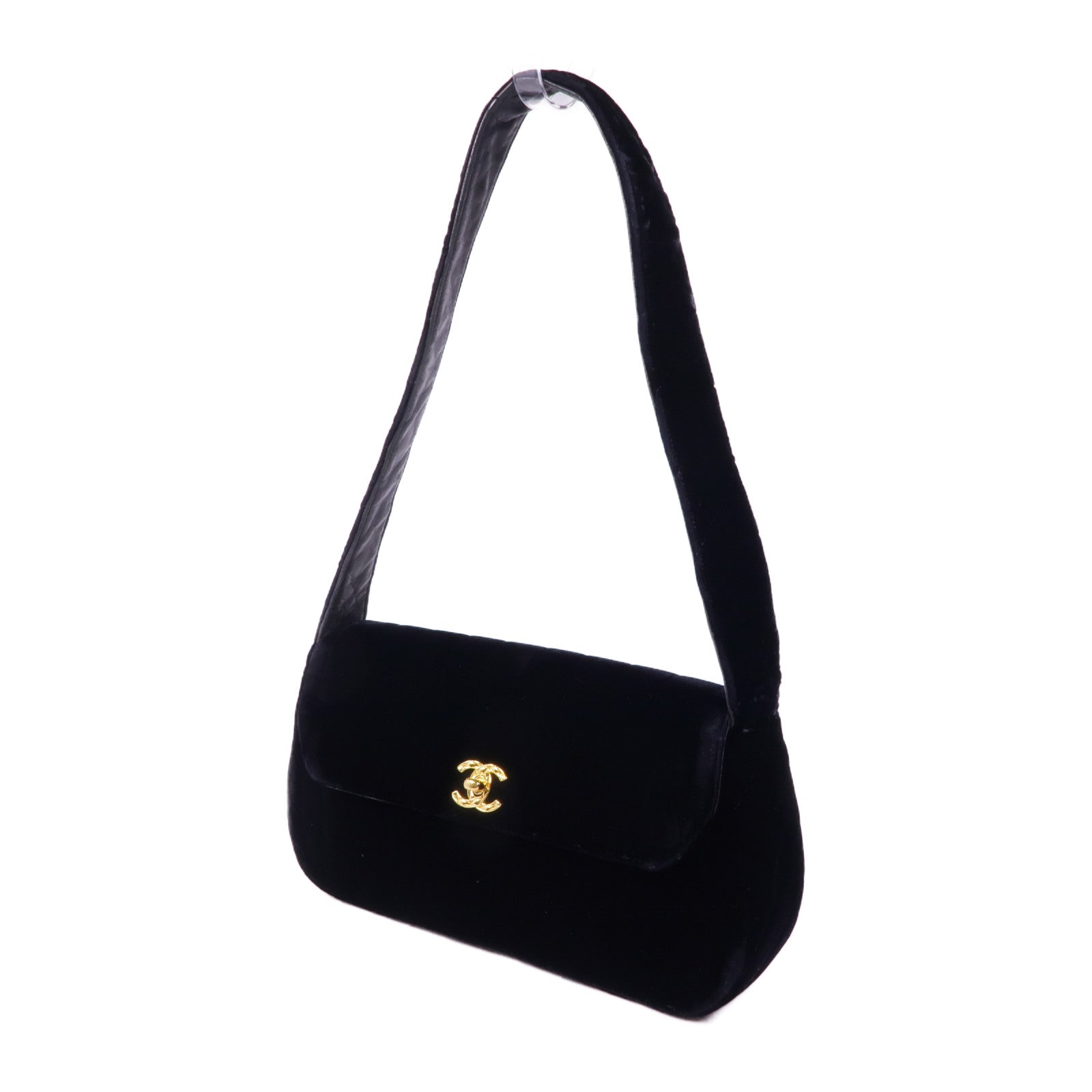 CHANEL 天鵝絨Vintage Velvet Shoulder金扣肩背袋