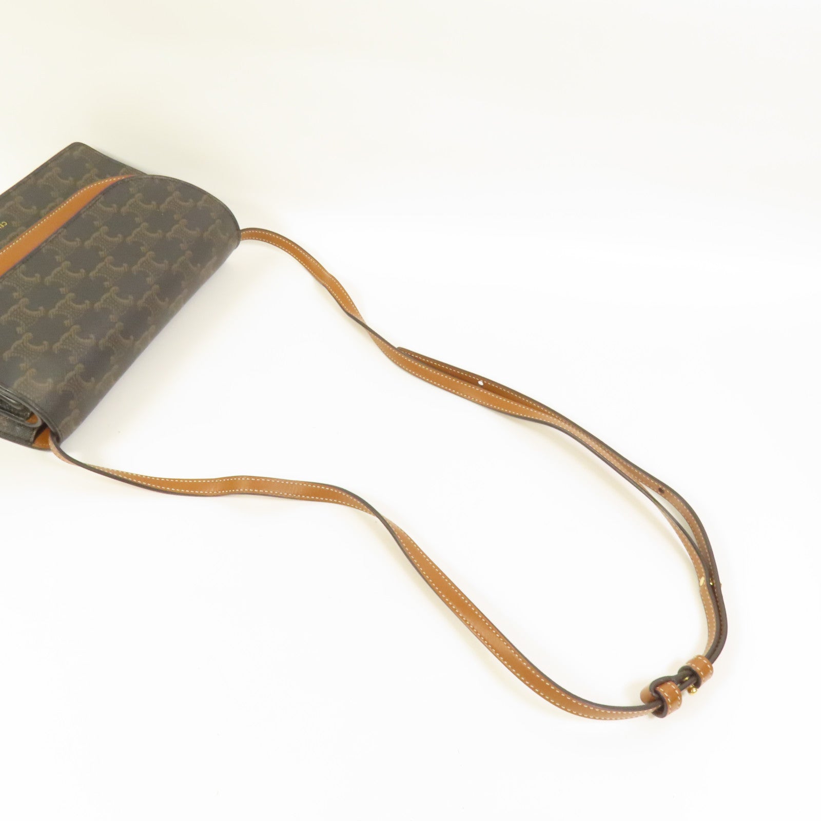 CELINE 塗層帆布Tripmphe Wallet On Strap金扣肩背袋