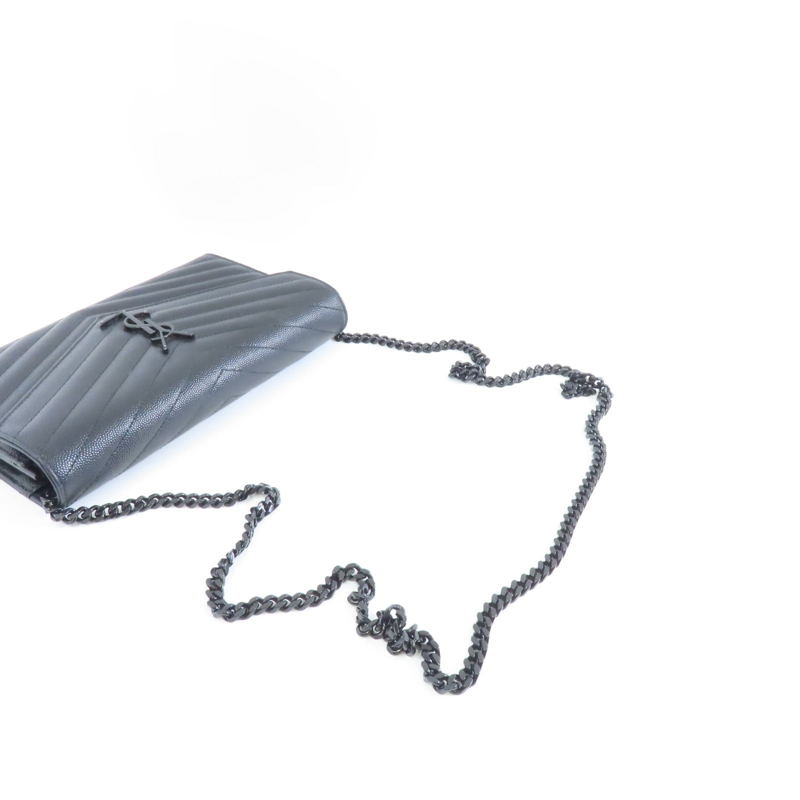 SAINT LAURENT 牛皮皮革Chain Shoulder Bag鏈帶肩背袋黑色