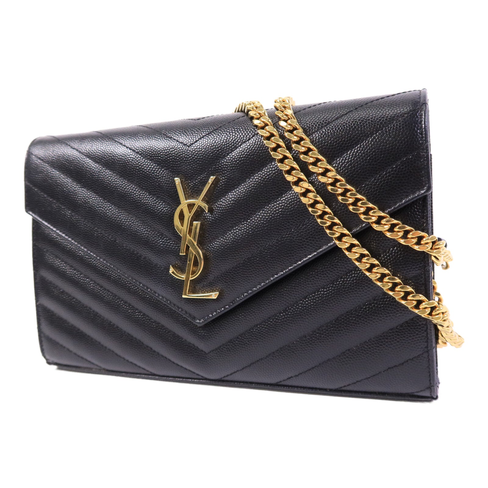 SAINT LAURENT 牛皮皮革Cassandre Envelope鏈帶肩背袋