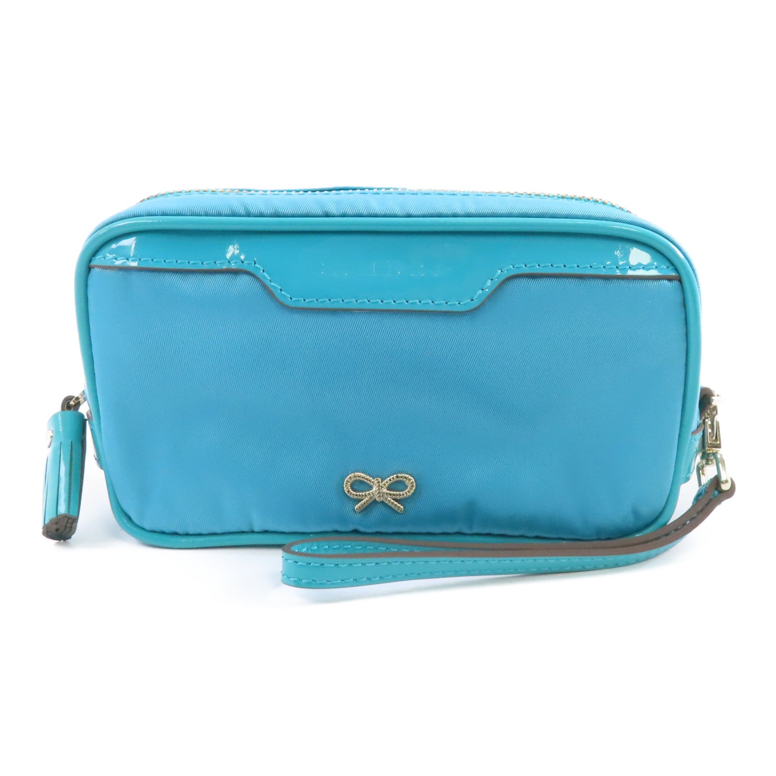 ANYA HINDMARCH 【激減優惠】尼龍Clutch Bag金扣手拿包藍色