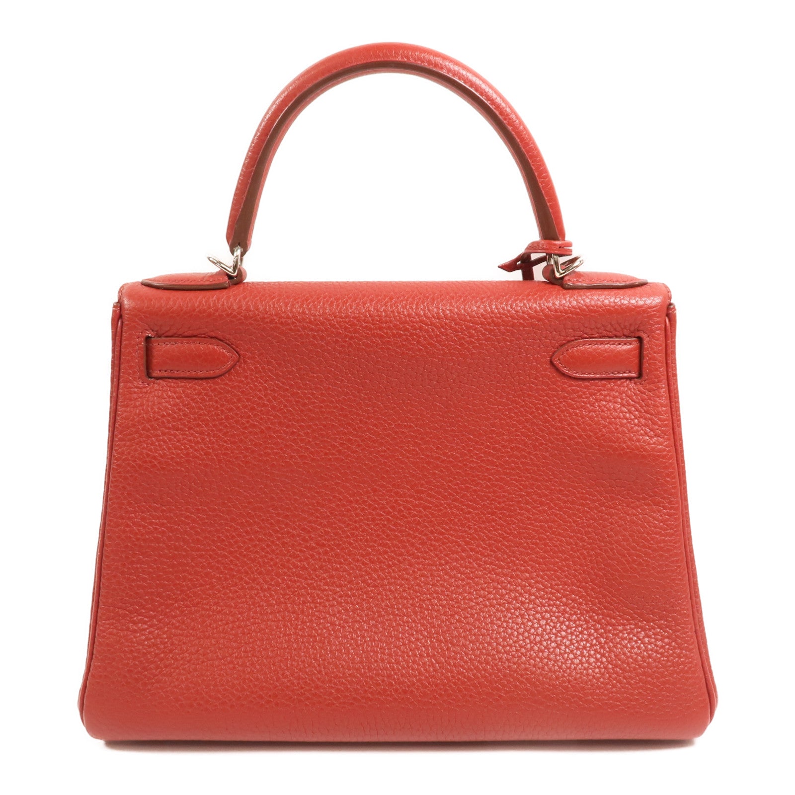 HERMES Togo皮革Kelly 28銀扣手挽肩背兩用袋Rouge Casaque
