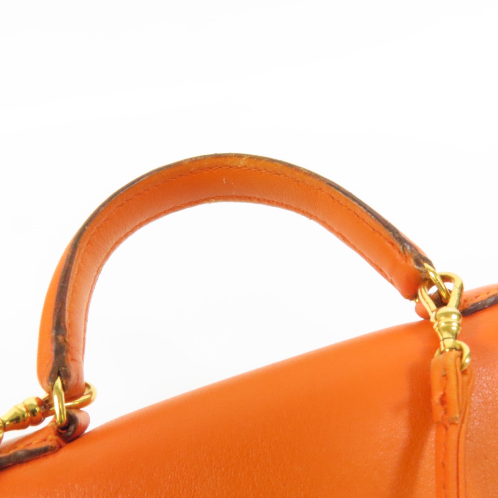 HERMES Swift皮革Kelly 15金扣手挽肩背兩用袋Orange