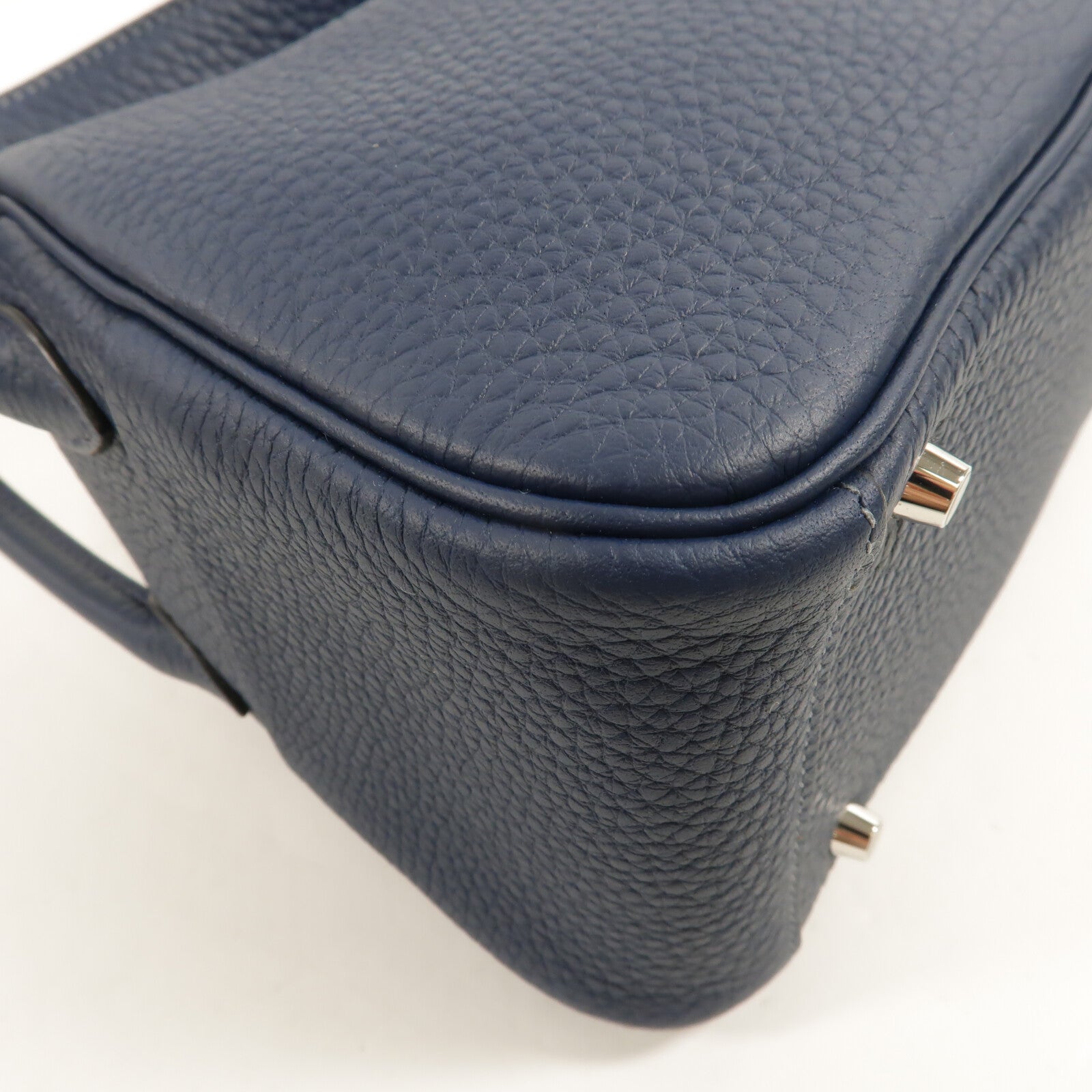 HERMES Clemence皮革Mini Lindy手挽肩背兩用袋Bleu De Prusse