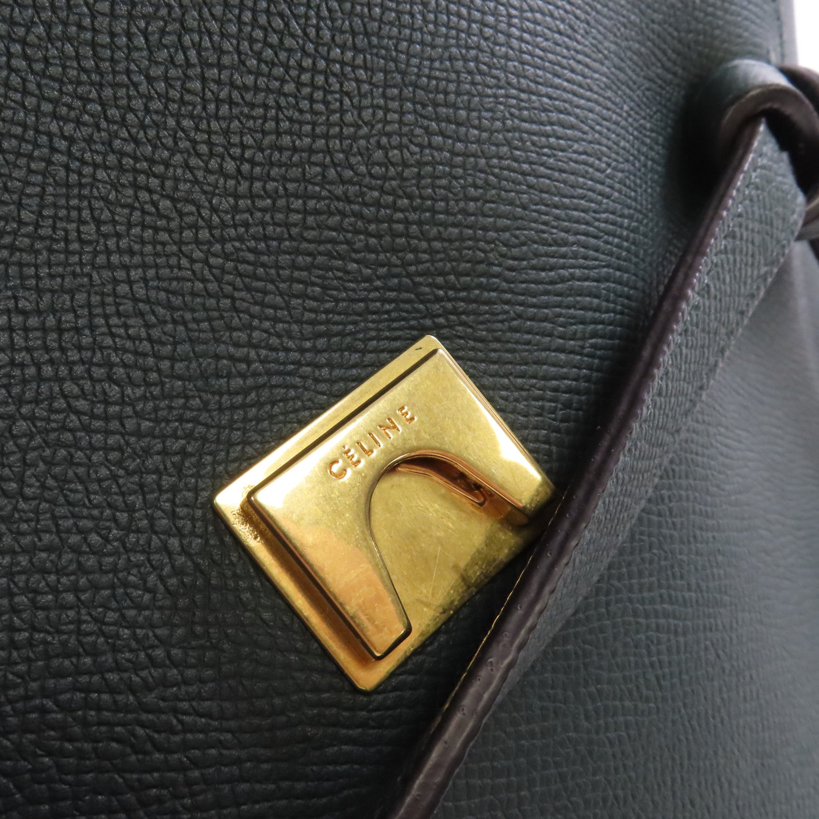 CELINE 牛皮皮革Belt 2Way Bag金扣手挽肩背兩用袋綠色