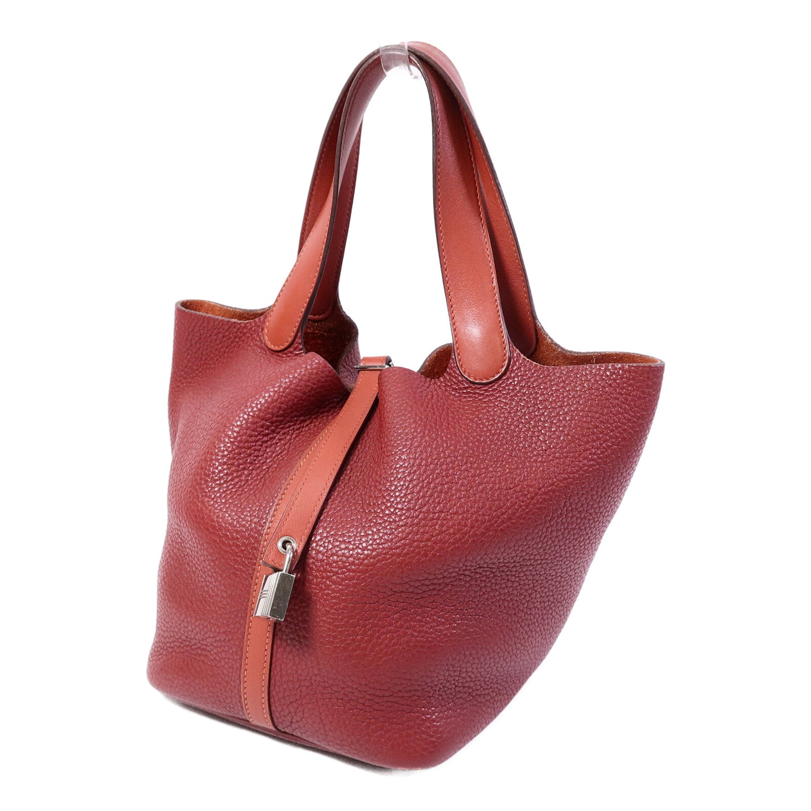 HERMES Clemence皮革Picotin MM手挽袋Rouge