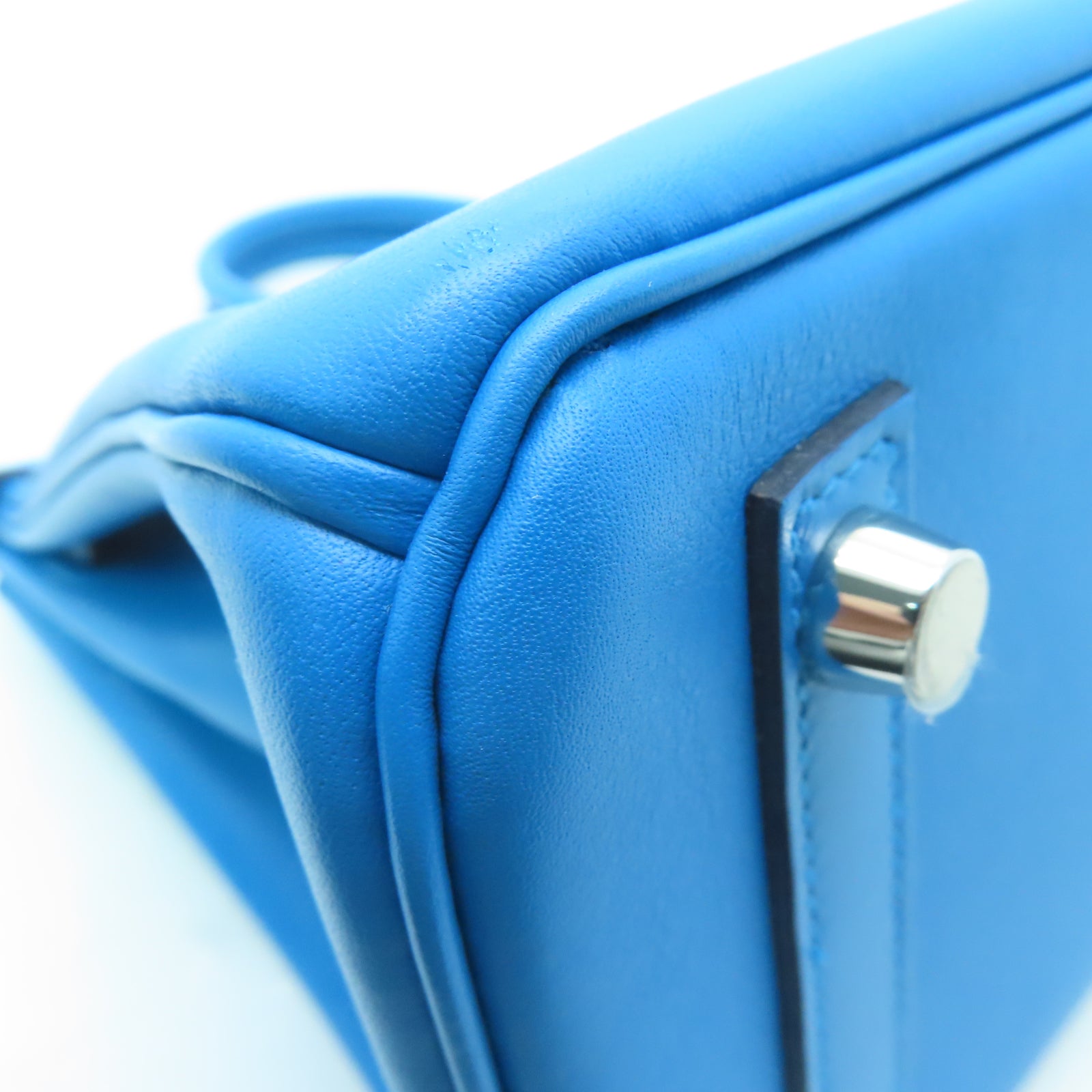 HERMES Swift皮革Birkin 25銀扣手挽袋法國藍色