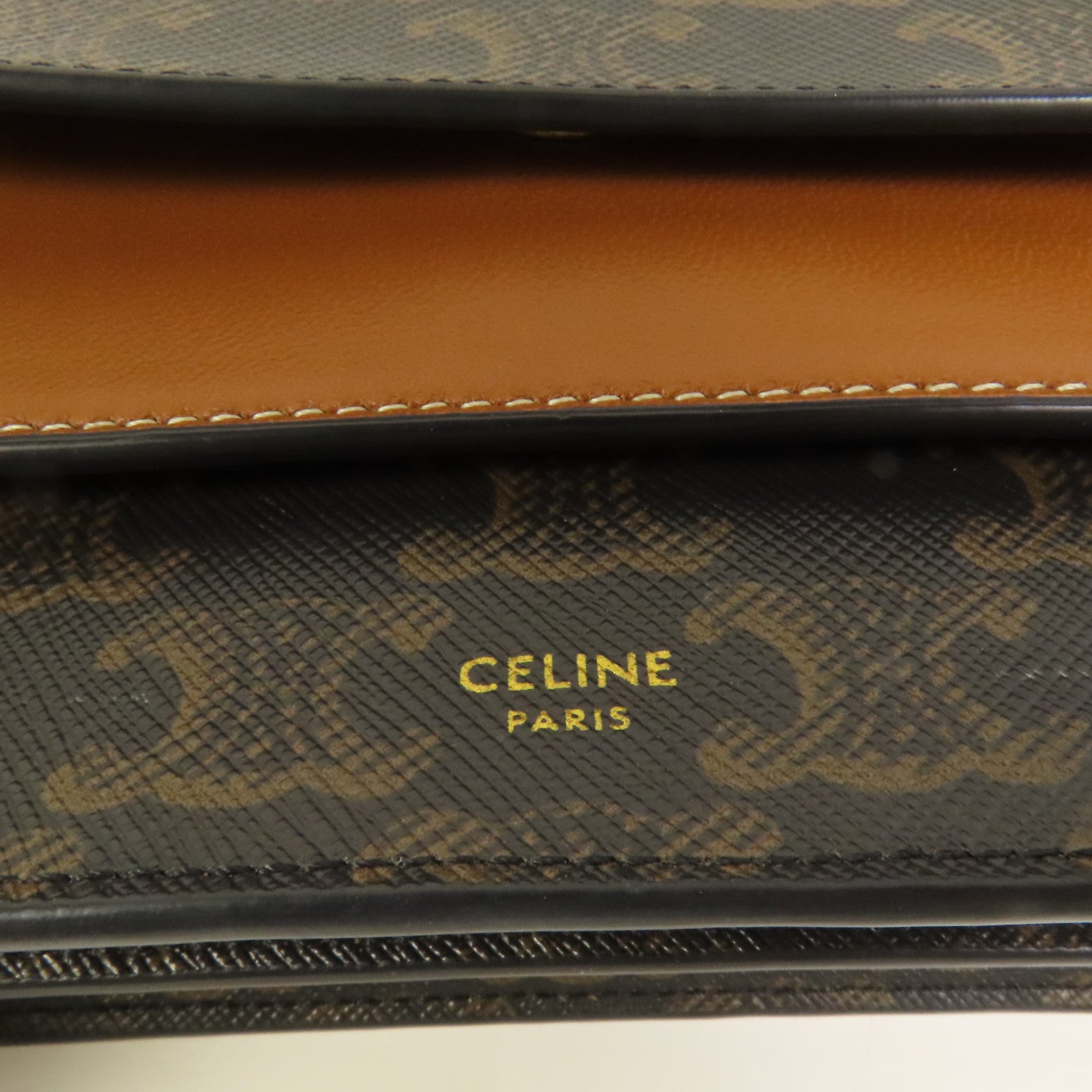 CELINE 塗層帆布Tripmphe Wallet On Strap金扣肩背袋